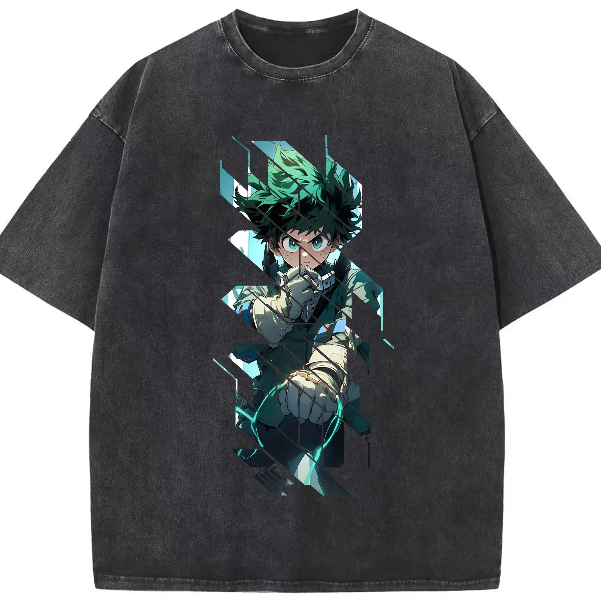 僕のヒーローアカデミア グッズ,緑谷出久 - 綿100％ ヴィンテージ風 半袖Tシャツ ・ フロントプリント ・ 柔らか肌触り ・ 通気性 快適 ・ スポーツ カジュアル 外出用