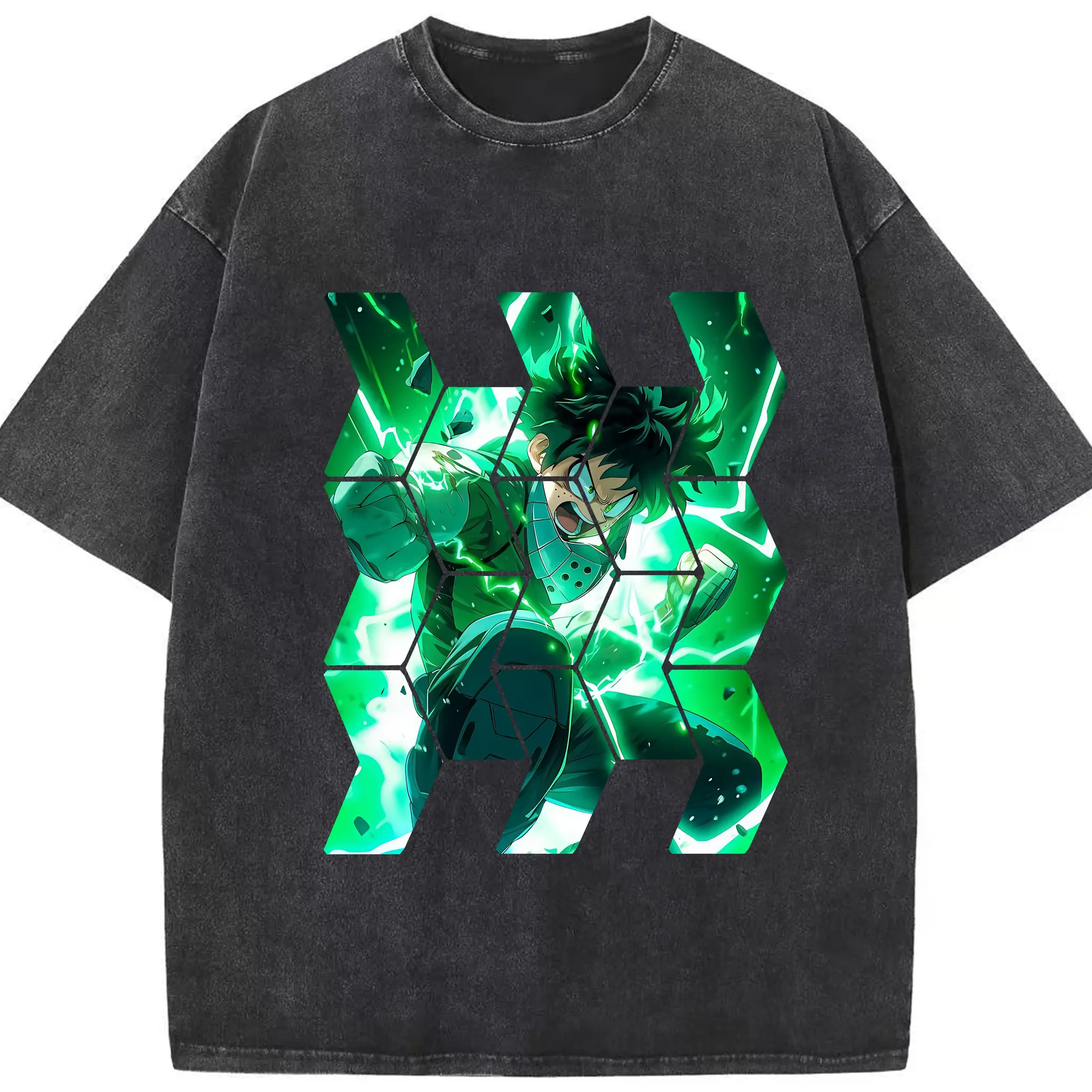 僕のヒーローアカデミア グッズ,緑谷出久 - 綿100％ ヴィンテージ風 半袖Tシャツ ・ フロントプリント ・ 柔らか肌触り ・ 通気性 快適 ・ スポーツ カジュアル 外出用