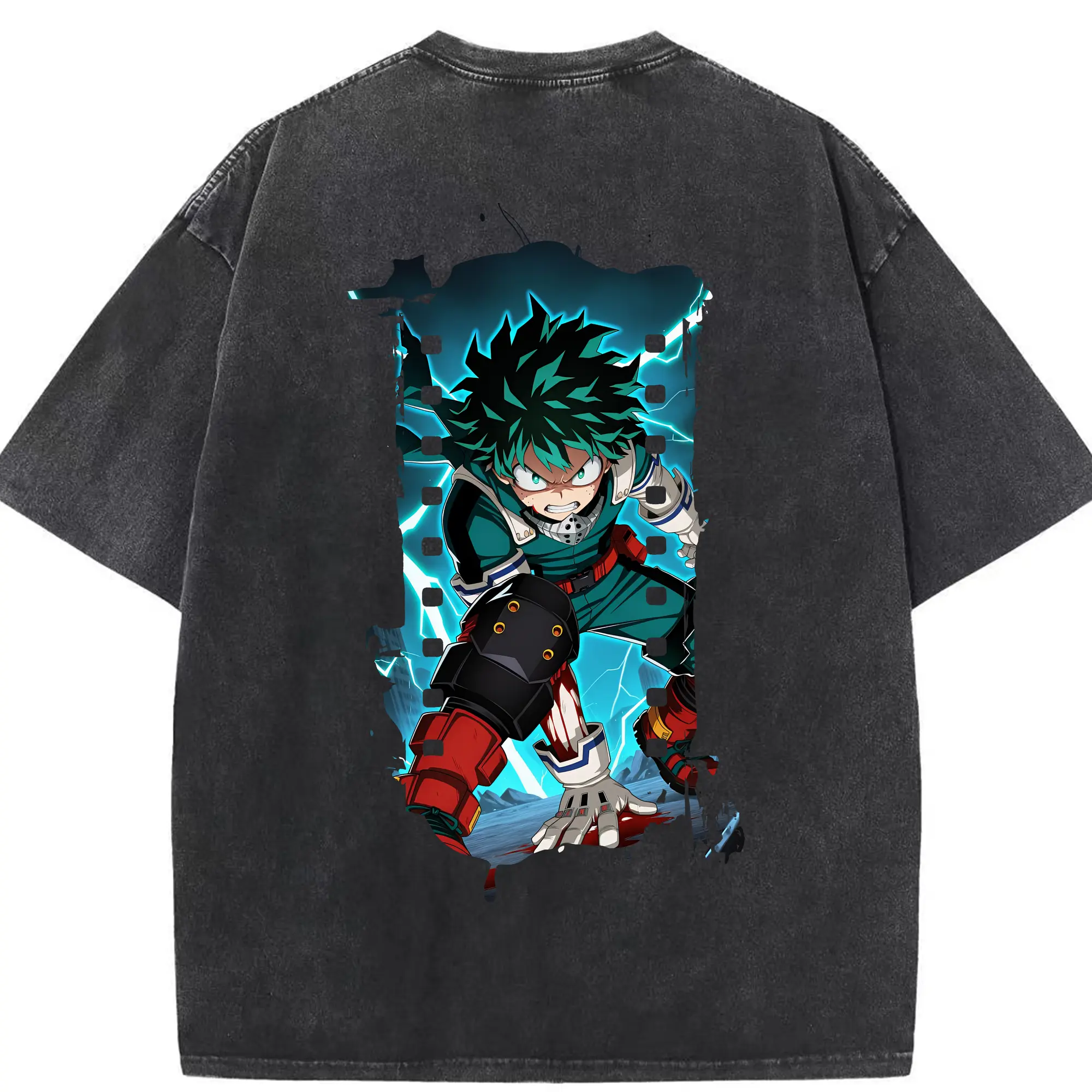 僕のヒーローアカデミア グッズ,緑谷出久 - 綿100％ ヴィンテージ風 半袖Tシャツ ・ 背面プリント ・ 柔らか肌触り ・ 通気性 快適 ・ スポーツ カジュアル 外出用