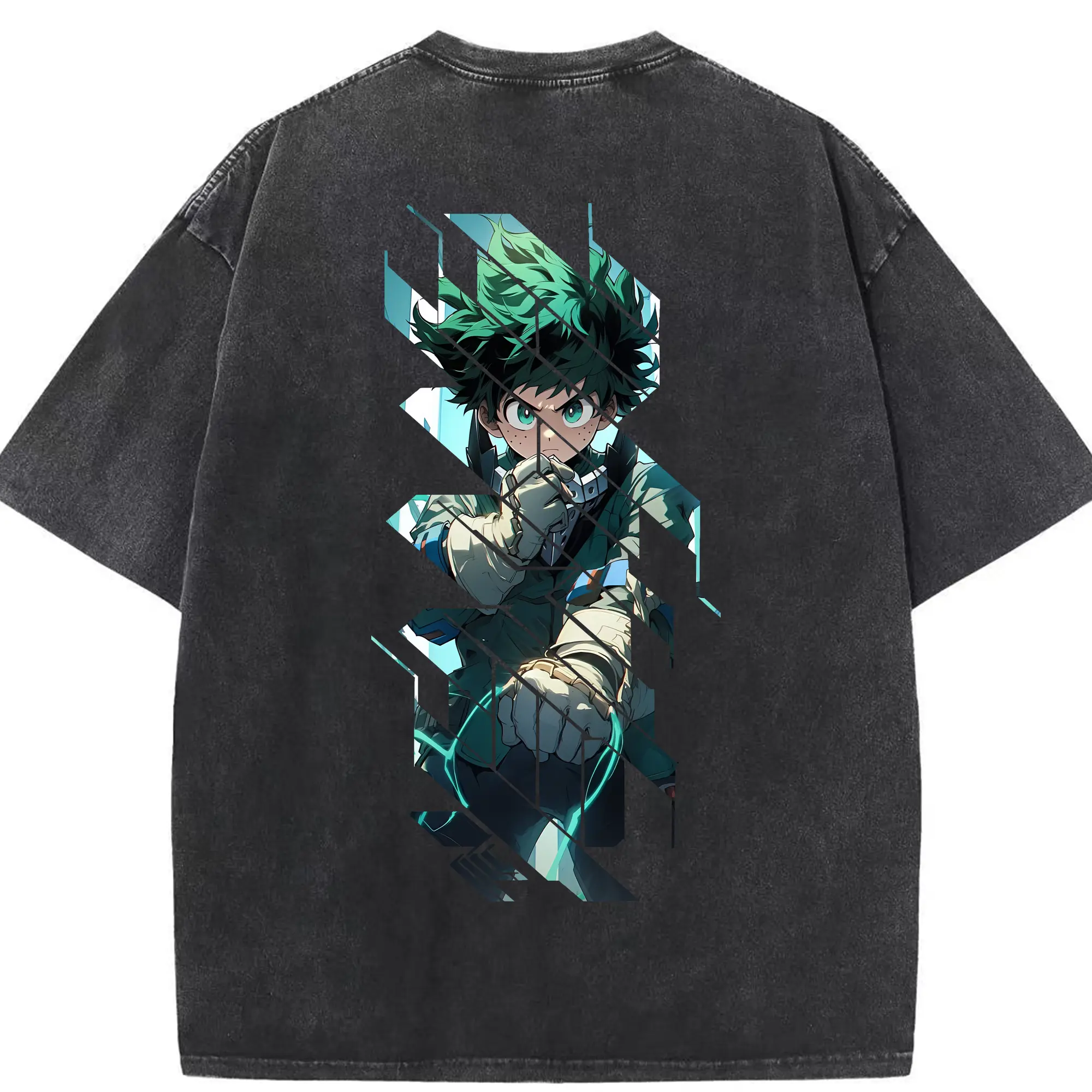 僕のヒーローアカデミア グッズ,緑谷出久 - 綿100％ ヴィンテージ風 半袖Tシャツ ・ 背面プリント ・ 柔らか肌触り ・ 通気性 快適 ・ スポーツ カジュアル 外出用