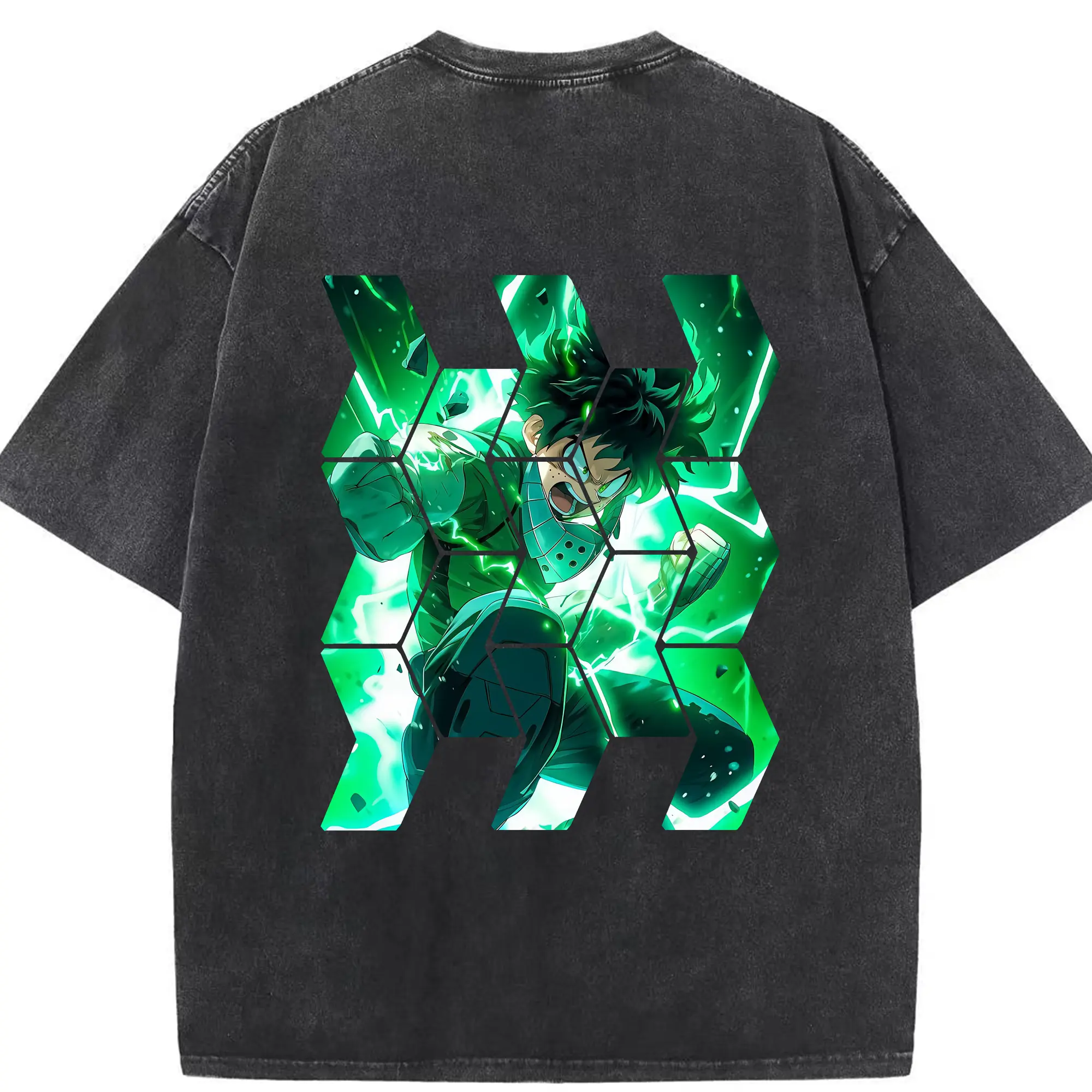 僕のヒーローアカデミア グッズ,緑谷出久 - 綿100％ ヴィンテージ風 半袖Tシャツ ・ 背面プリント ・ 柔らか肌触り ・ 通気性 快適 ・ スポーツ カジュアル 外出用