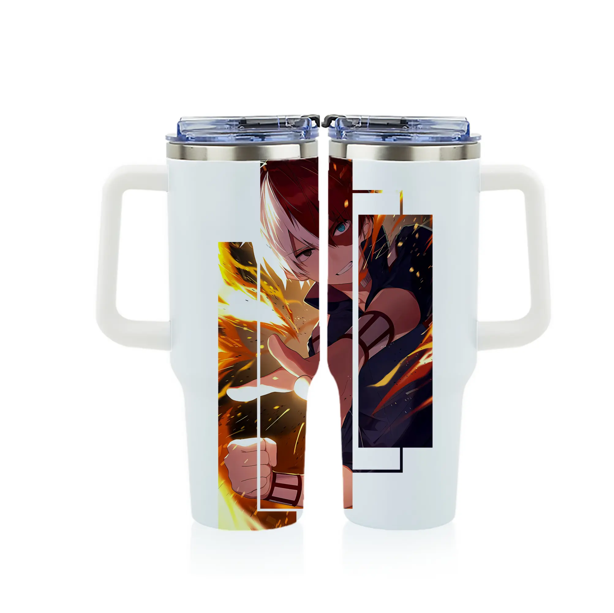 僕のヒーローアカデミア グッズ,轟焦凍 - 1200mL フルプリント車用タンブラー ・ 304ステンレス 内側 ・ 201ステンレス 外側 ・ 保温 保冷 ・ 通勤 ドライブ アウトドア用