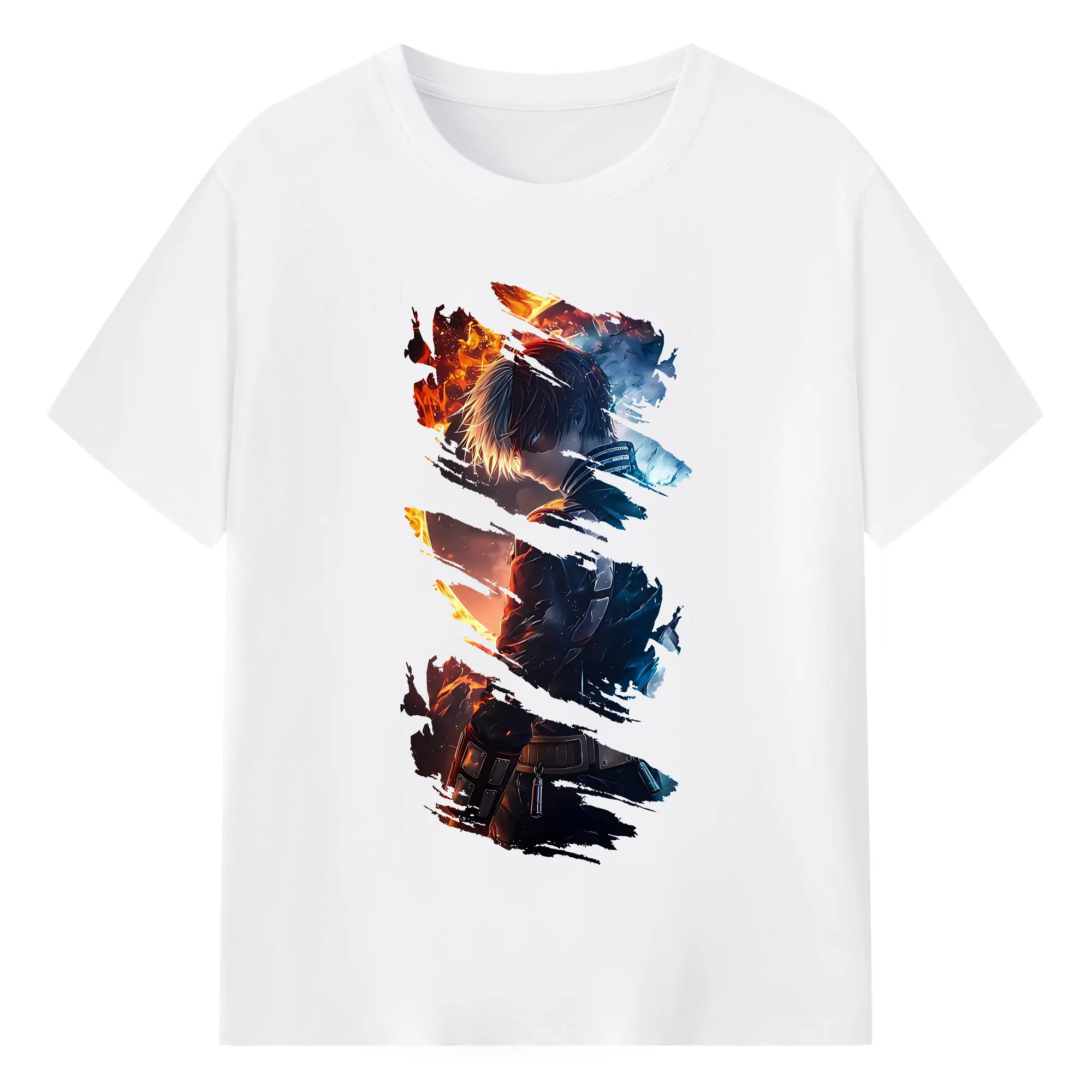 僕のヒーローアカデミア グッズ,轟焦凍 - 綿100％ 半袖Tシャツ ・ フロントプリント ・ 快適 通気性 ・ 日常使い 散歩 スポーツ用