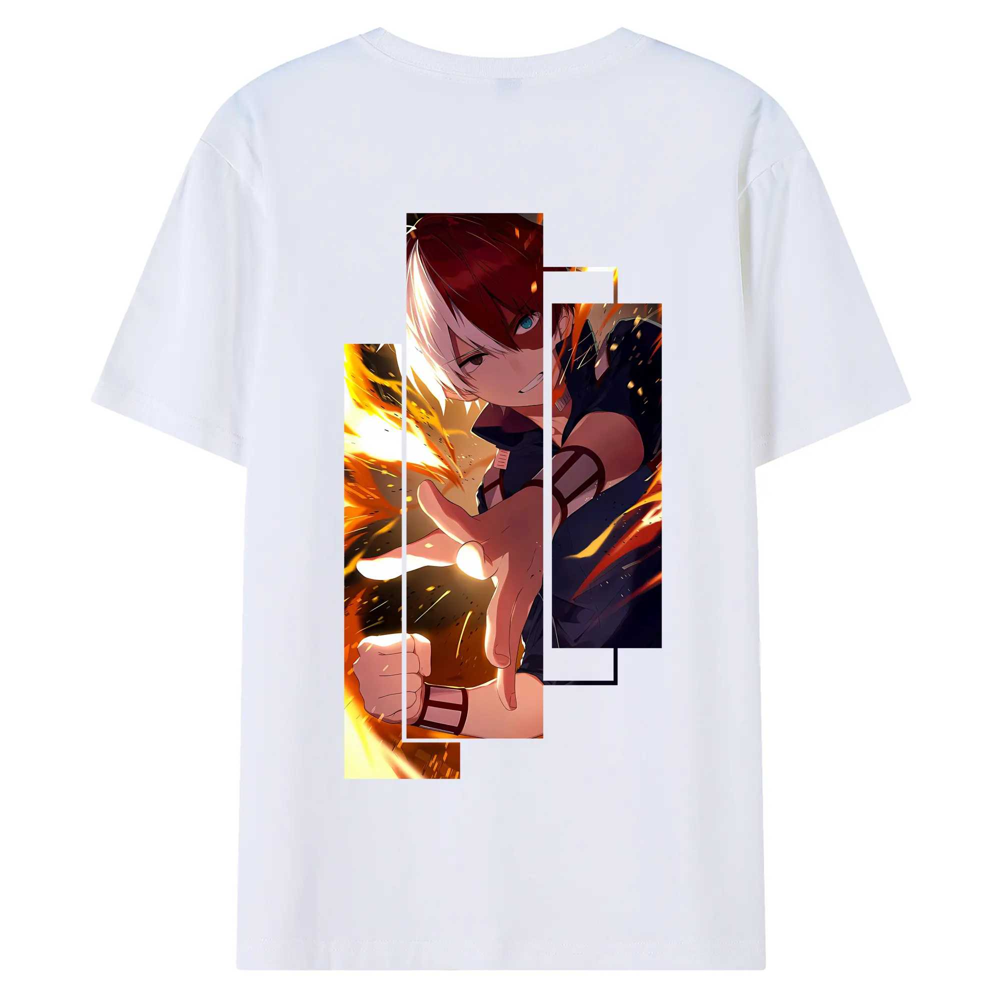 僕のヒーローアカデミア グッズ,轟焦凍 - 綿100％ 半袖Tシャツ ・ バックプリント ・ 快適 通気性 ・ 日常使い 散歩 スポーツ用