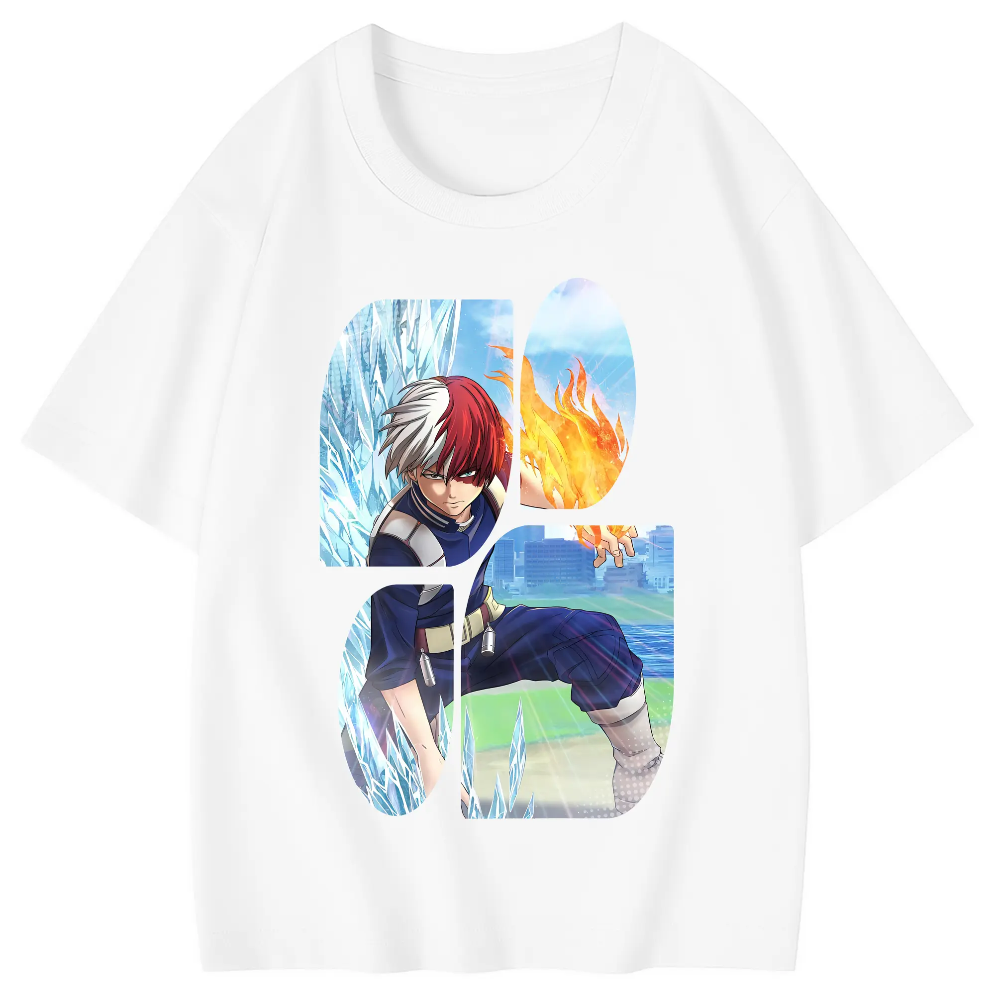 僕のヒーローアカデミア グッズ,轟焦凍 - 綿100％ キッズTシャツ ・ フロントプリント ・ 快適 通気性 ・ スポーツ カジュアル 散歩用
