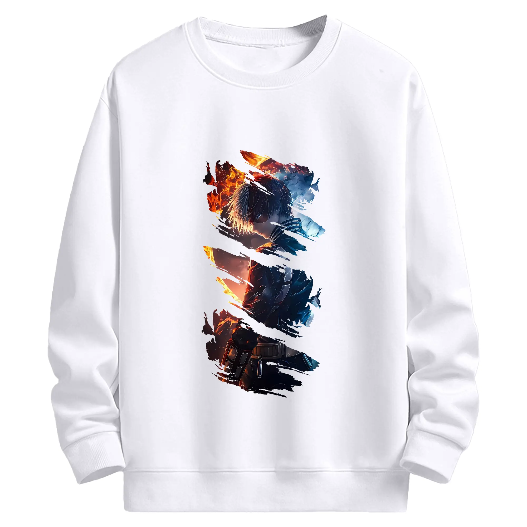 僕のヒーローアカデミア グッズ,轟焦凍 - 高品質 クルーネック スウェット ・ コットン59％ ポリエステル41％ ・ ユニセックス 長袖 トレーナー ・ カジュアル デイリー スポーツ 散歩用