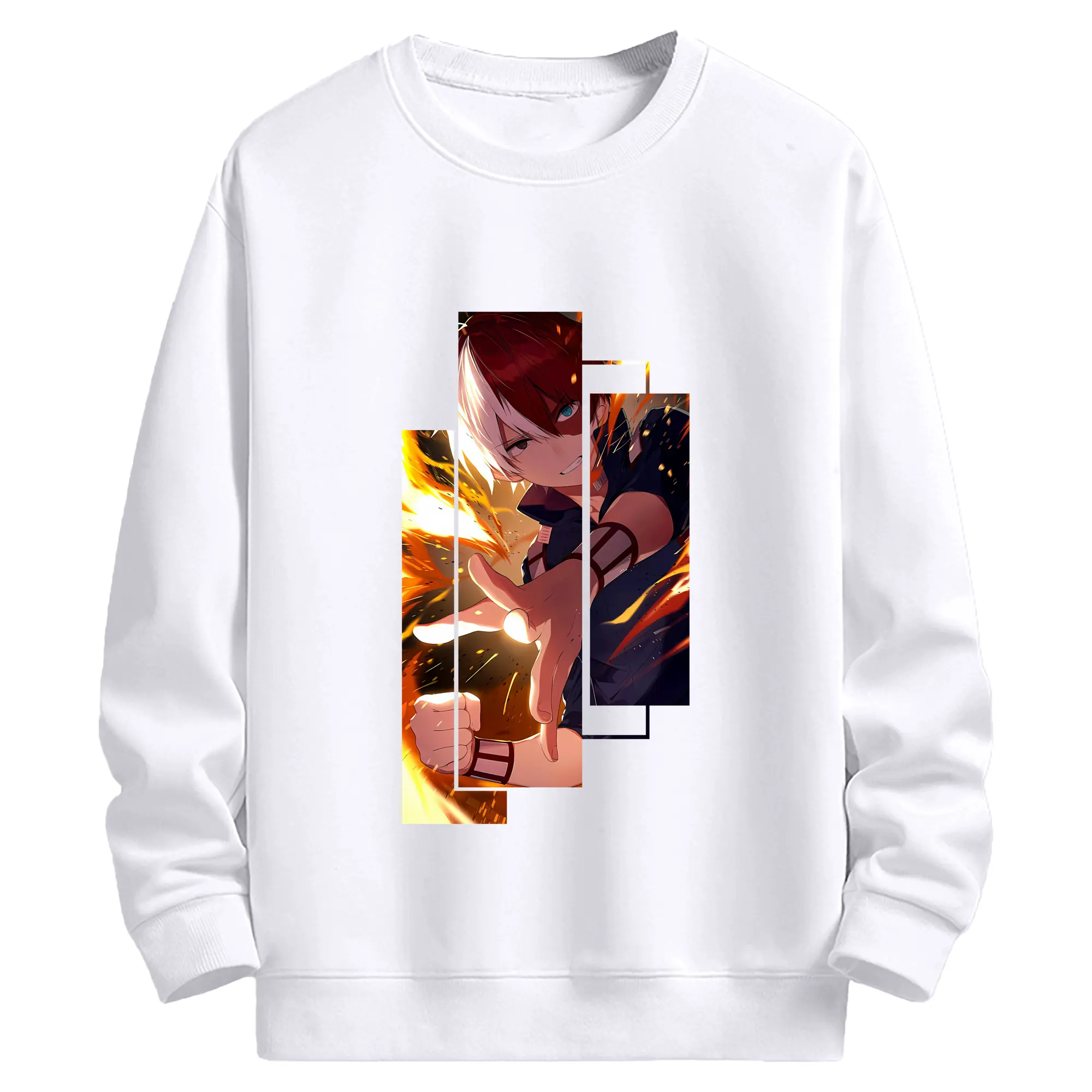 僕のヒーローアカデミア グッズ,轟焦凍 - 高品質 クルーネック スウェット ・ コットン59％ ポリエステル41％ ・ ユニセックス 長袖 トレーナー ・ カジュアル デイリー スポーツ 散歩用