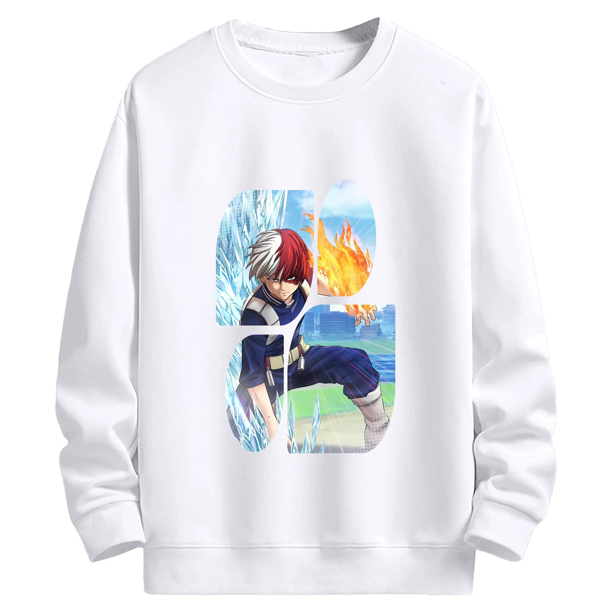 僕のヒーローアカデミア グッズ,轟焦凍 - 高品質 クルーネック スウェット ・ コットン59％ ポリエステル41％ ・ ユニセックス 長袖 トレーナー ・ カジュアル デイリー スポーツ 散歩用