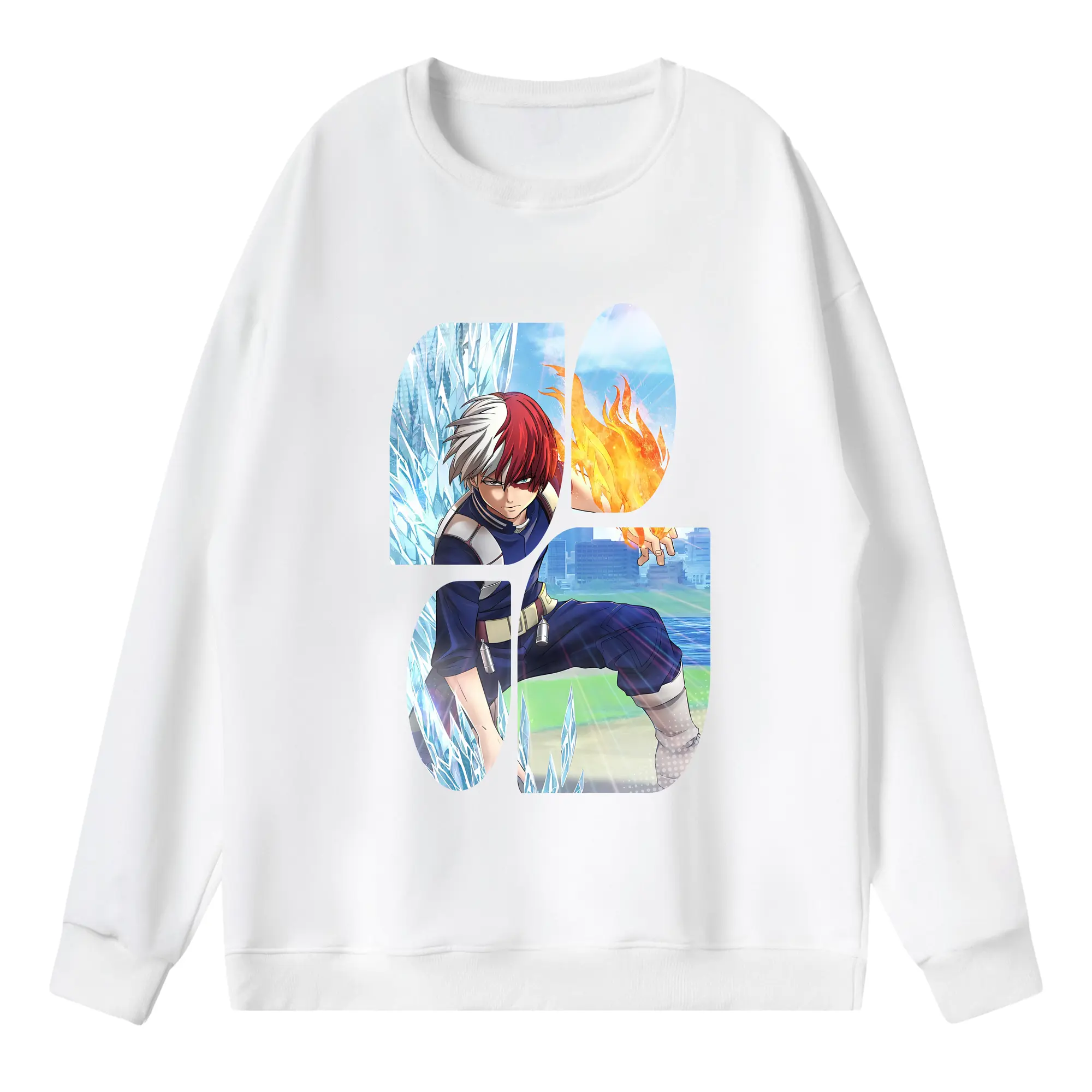 僕のヒーローアカデミア グッズ,轟焦凍 - 薄手 クルーネック スウェット 裏毛260g · ポリエステル 春秋向け カジュアル 男女兼用 · トレーナー デイリー スポーツ 散歩に最適