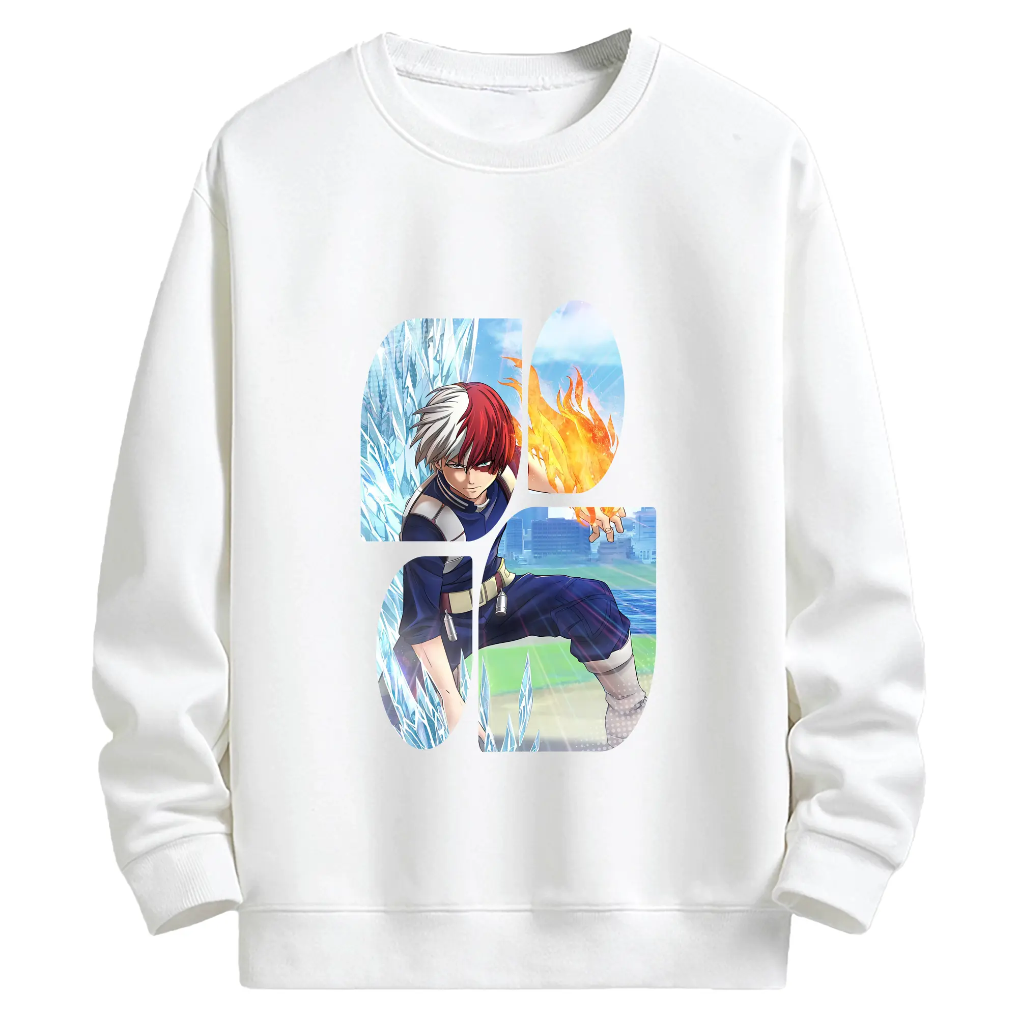 僕のヒーローアカデミア グッズ,轟焦凍 - キッズ クルーネックスウェットシャツ ・ フロントプリント ・ 綿80％ ポリエステル20％ ・ 快適 通学 スポーツ 日常使い お散歩用