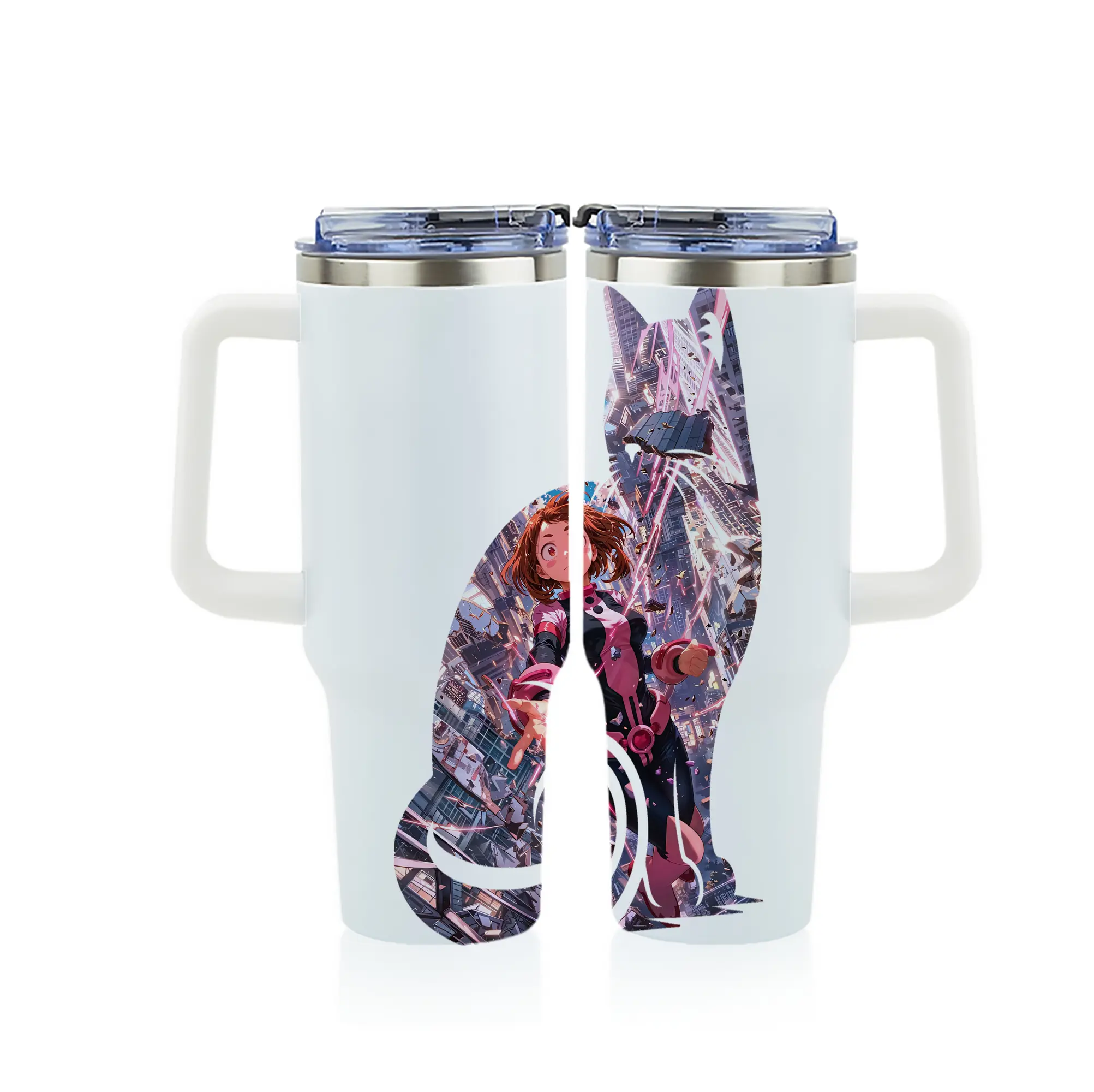 僕のヒーローアカデミア グッズ,麗日お茶子 - 1200mL フルプリント車用タンブラー ・ 304ステンレス 内側 ・ 201ステンレス 外側 ・ 保温 保冷 ・ 通勤 ドライブ アウトドア用