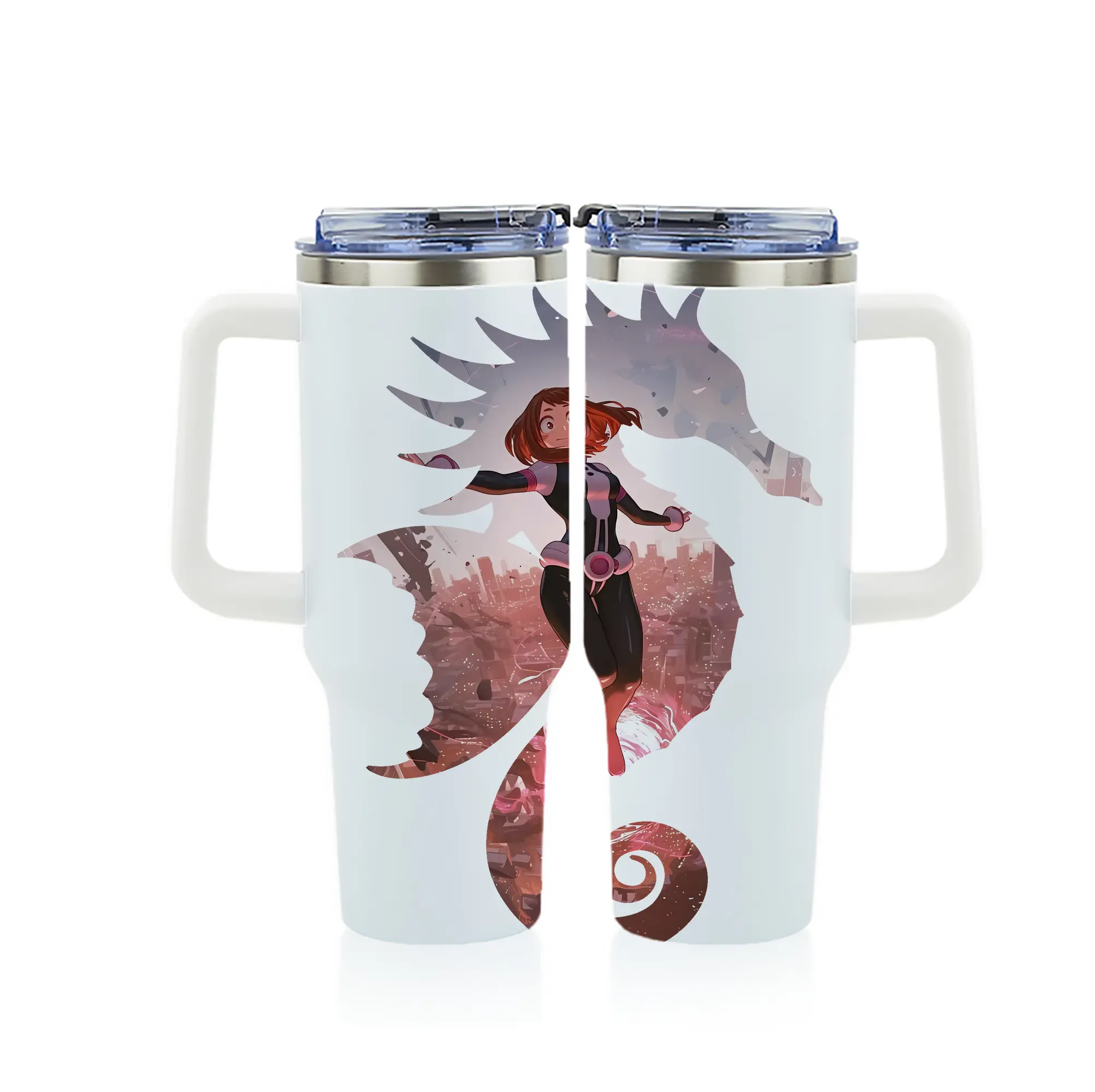 僕のヒーローアカデミア グッズ,麗日お茶子 - 1200mL フルプリント車用タンブラー ・ 304ステンレス 内側 ・ 201ステンレス 外側 ・ 保温 保冷 ・ 通勤 ドライブ アウトドア用