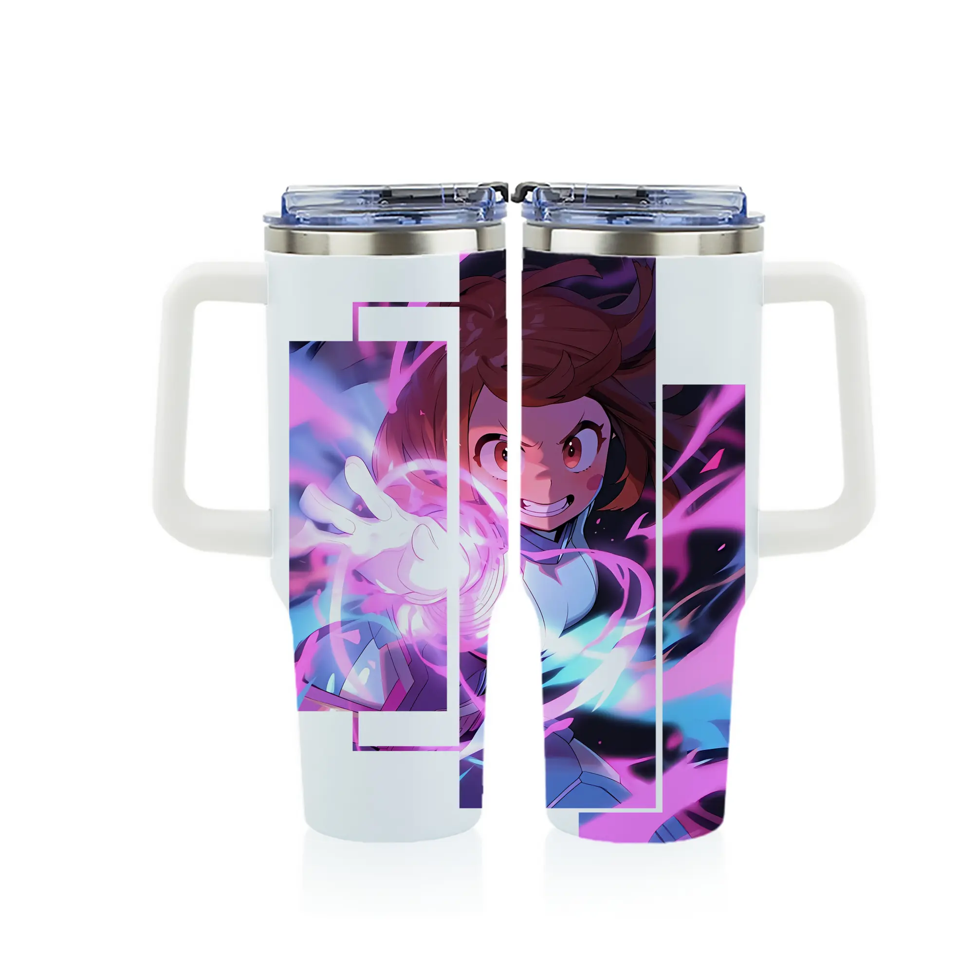 僕のヒーローアカデミア グッズ,麗日お茶子 - 1200mL フルプリント車用タンブラー ・ 304ステンレス 内側 ・ 201ステンレス 外側 ・ 保温 保冷 ・ 通勤 ドライブ アウトドア用