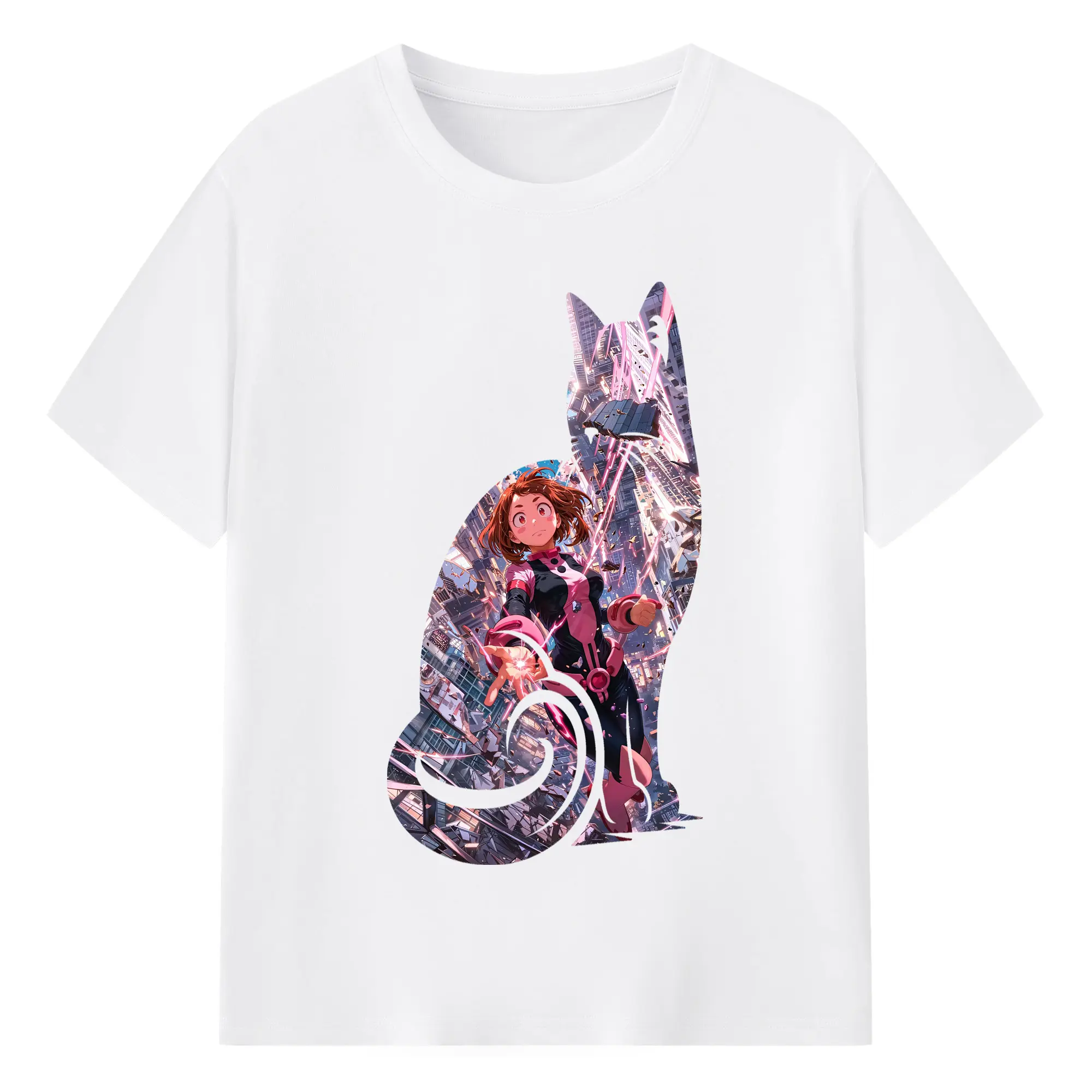 僕のヒーローアカデミア グッズ,麗日お茶子 - 綿100％ 半袖Tシャツ ・ フロントプリント ・ 快適 通気性 ・ 日常使い 散歩 スポーツ用