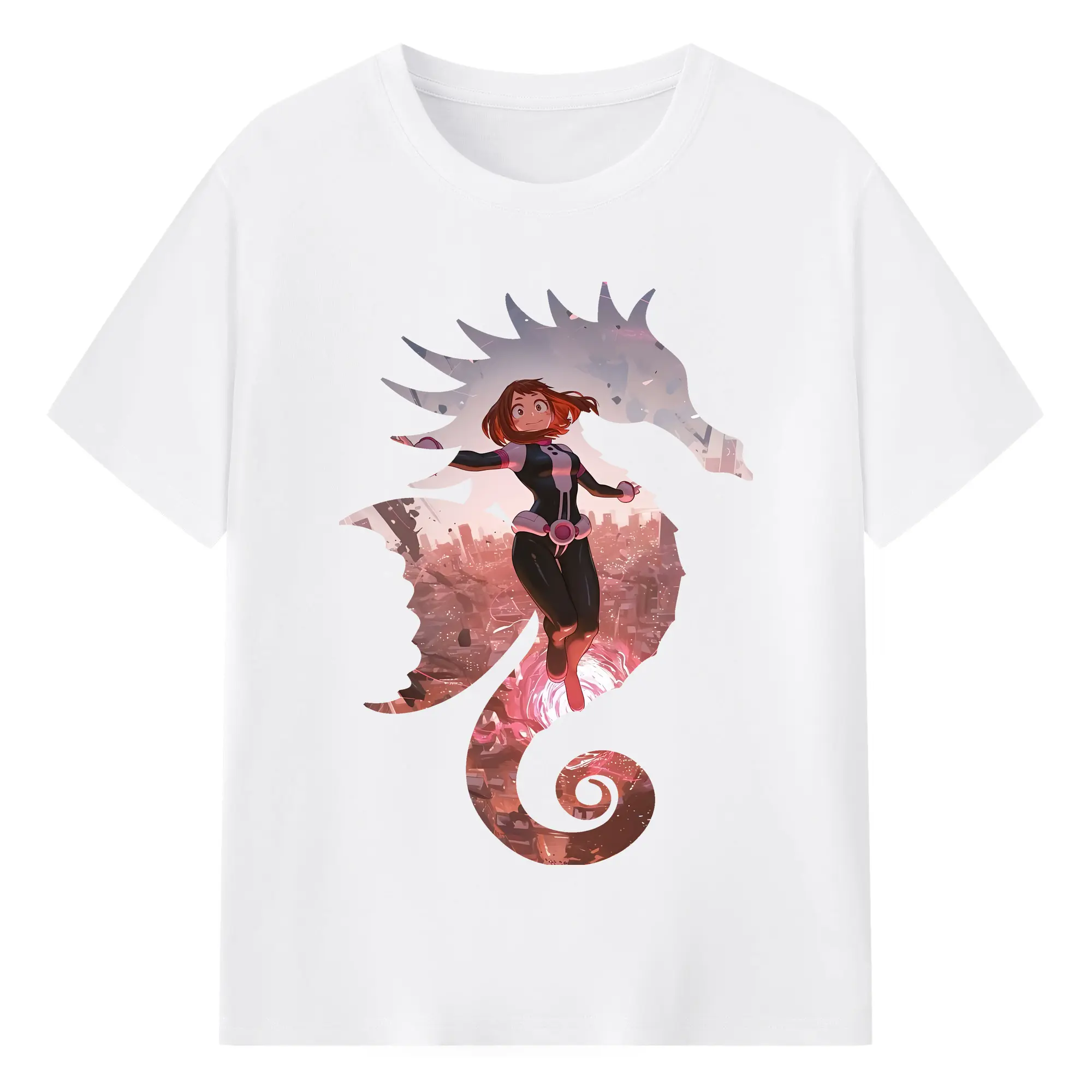 僕のヒーローアカデミア グッズ,麗日お茶子 - 綿100％ 半袖Tシャツ ・ フロントプリント ・ 快適 通気性 ・ 日常使い 散歩 スポーツ用