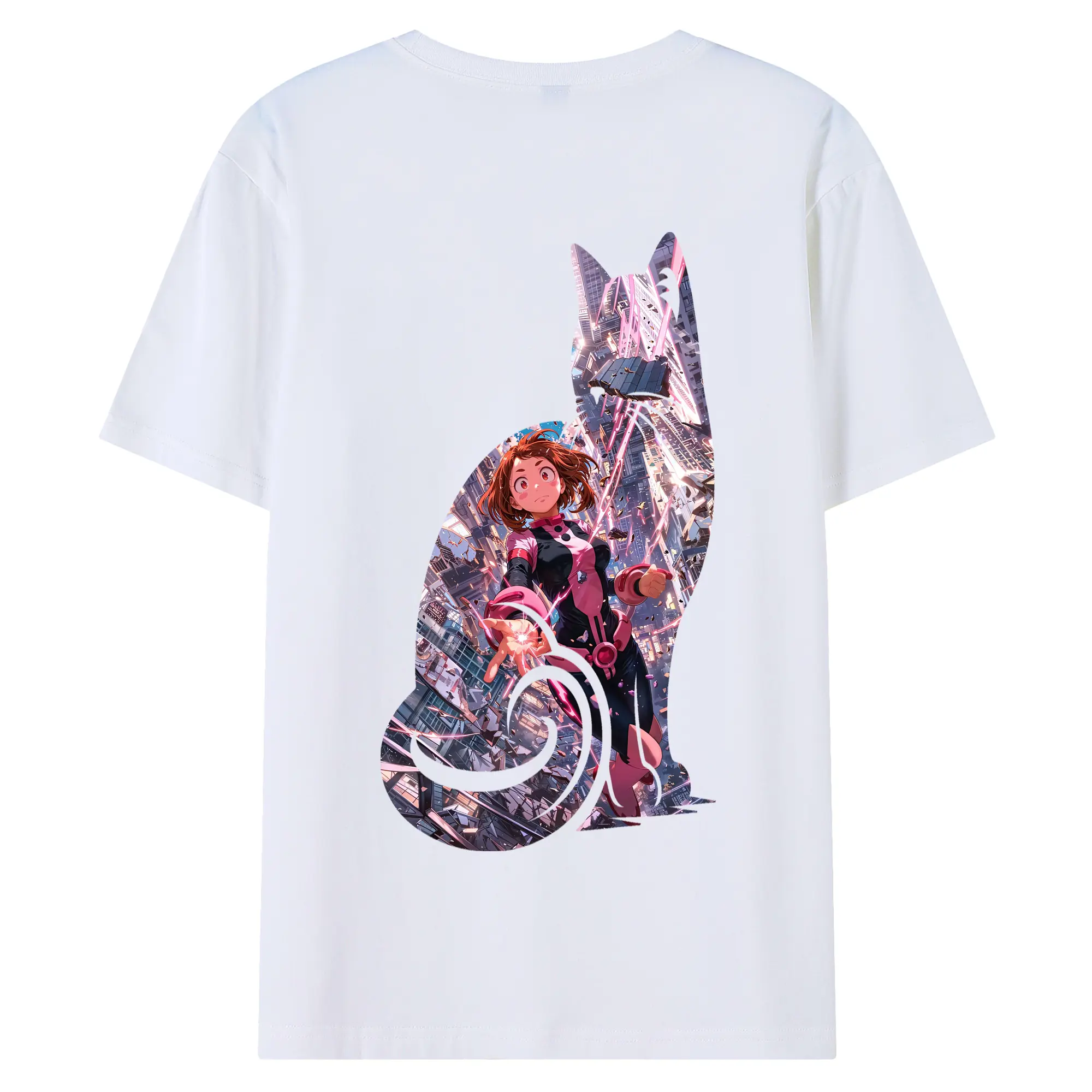 僕のヒーローアカデミア グッズ,麗日お茶子 - 綿100％ 半袖Tシャツ ・ バックプリント ・ 快適 通気性 ・ 日常使い 散歩 スポーツ用