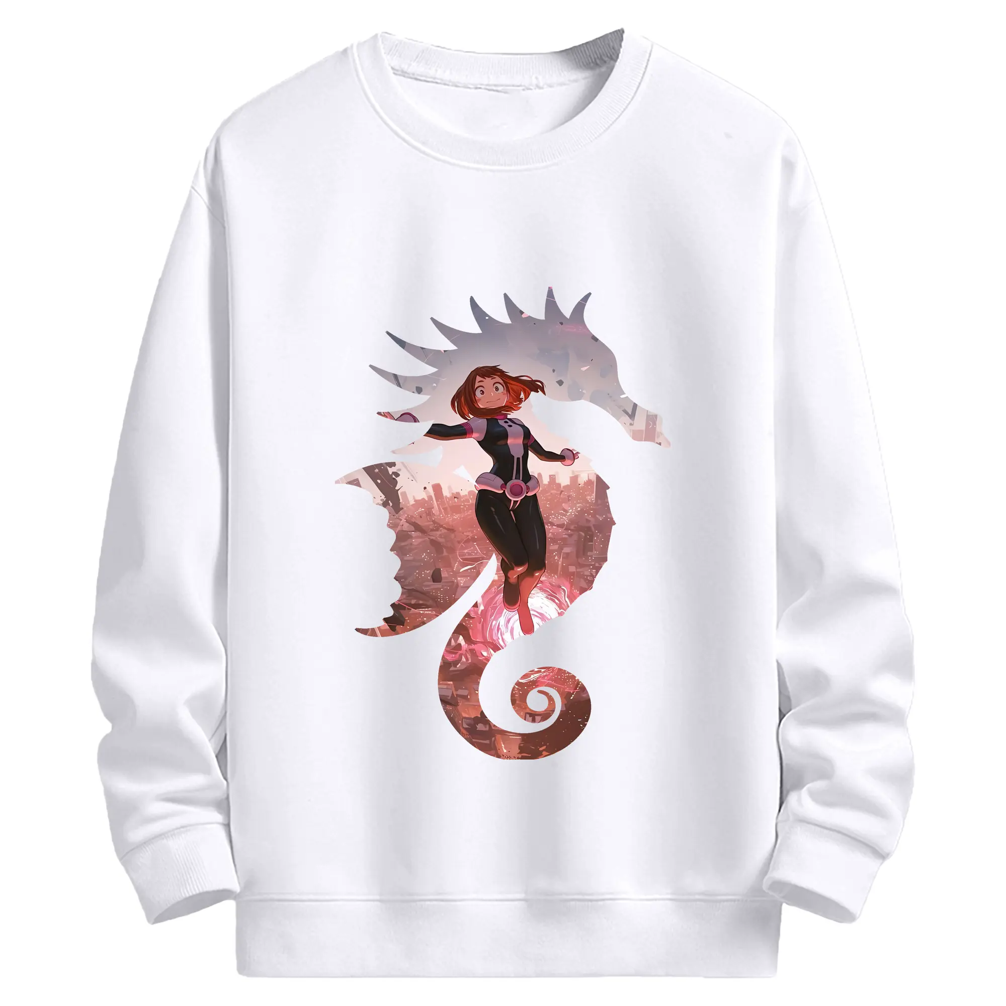 僕のヒーローアカデミア グッズ,麗日お茶子 - 高品質 クルーネック スウェット ・ コットン59％ ポリエステル41％ ・ ユニセックス 長袖 トレーナー ・ カジュアル デイリー スポーツ 散歩用