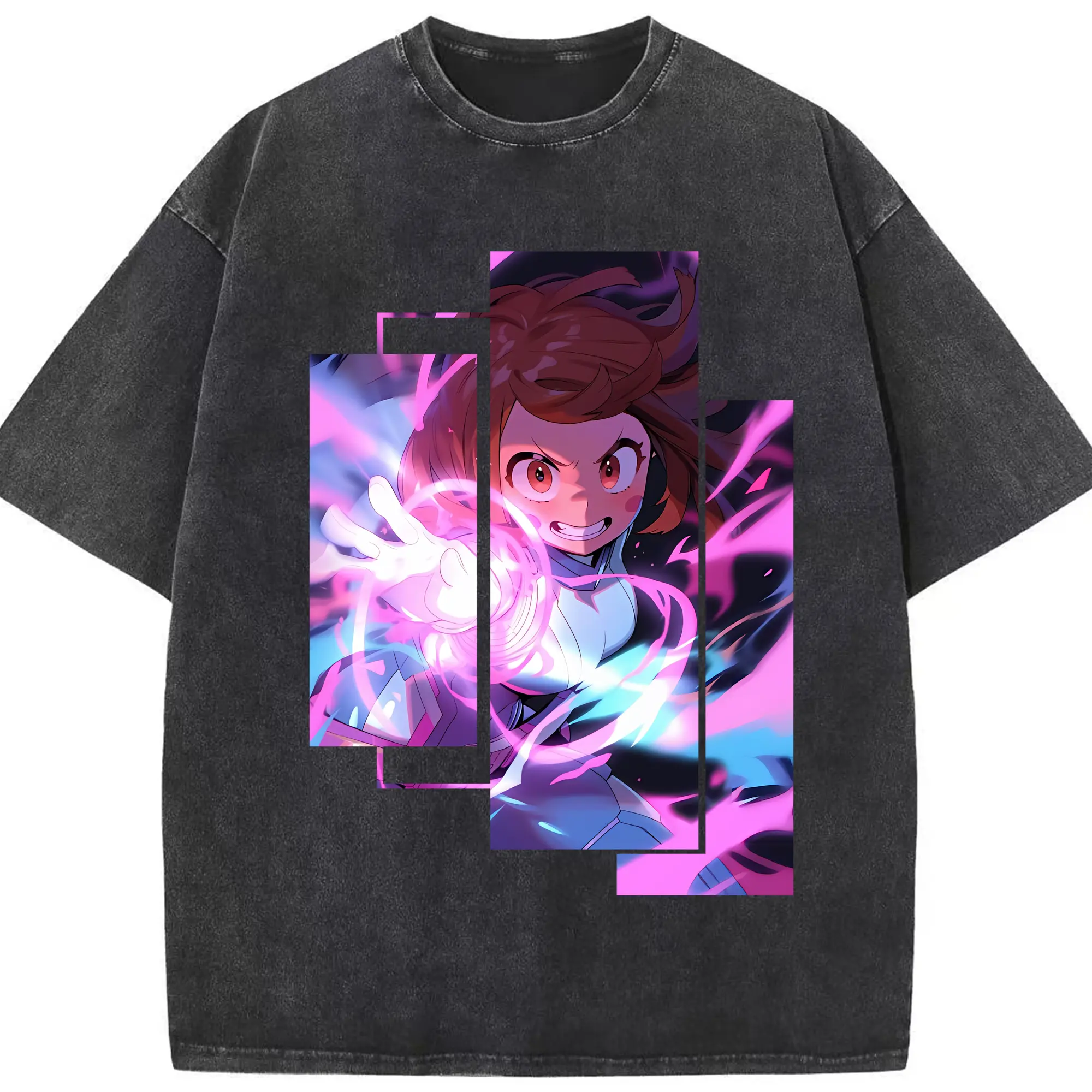 僕のヒーローアカデミア グッズ,麗日お茶子 - 綿100％ ヴィンテージ風 半袖Tシャツ ・ フロントプリント ・ 柔らか肌触り ・ 通気性 快適 ・ スポーツ カジュアル 外出用