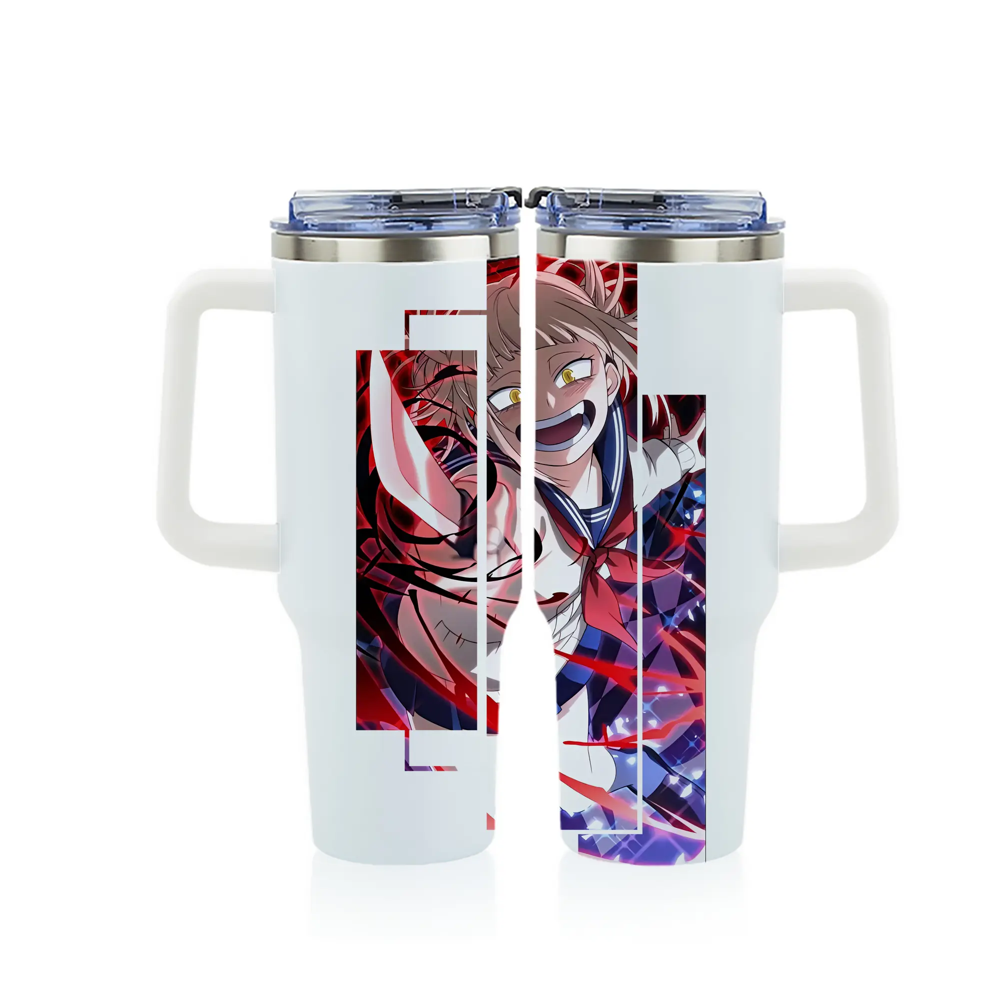 僕のヒーローアカデミア グッズ,トガヒミコ - 1200mL フルプリント車用タンブラー ・ 304ステンレス 内側 ・ 201ステンレス 外側 ・ 保温 保冷 ・ 通勤 ドライブ アウトドア用