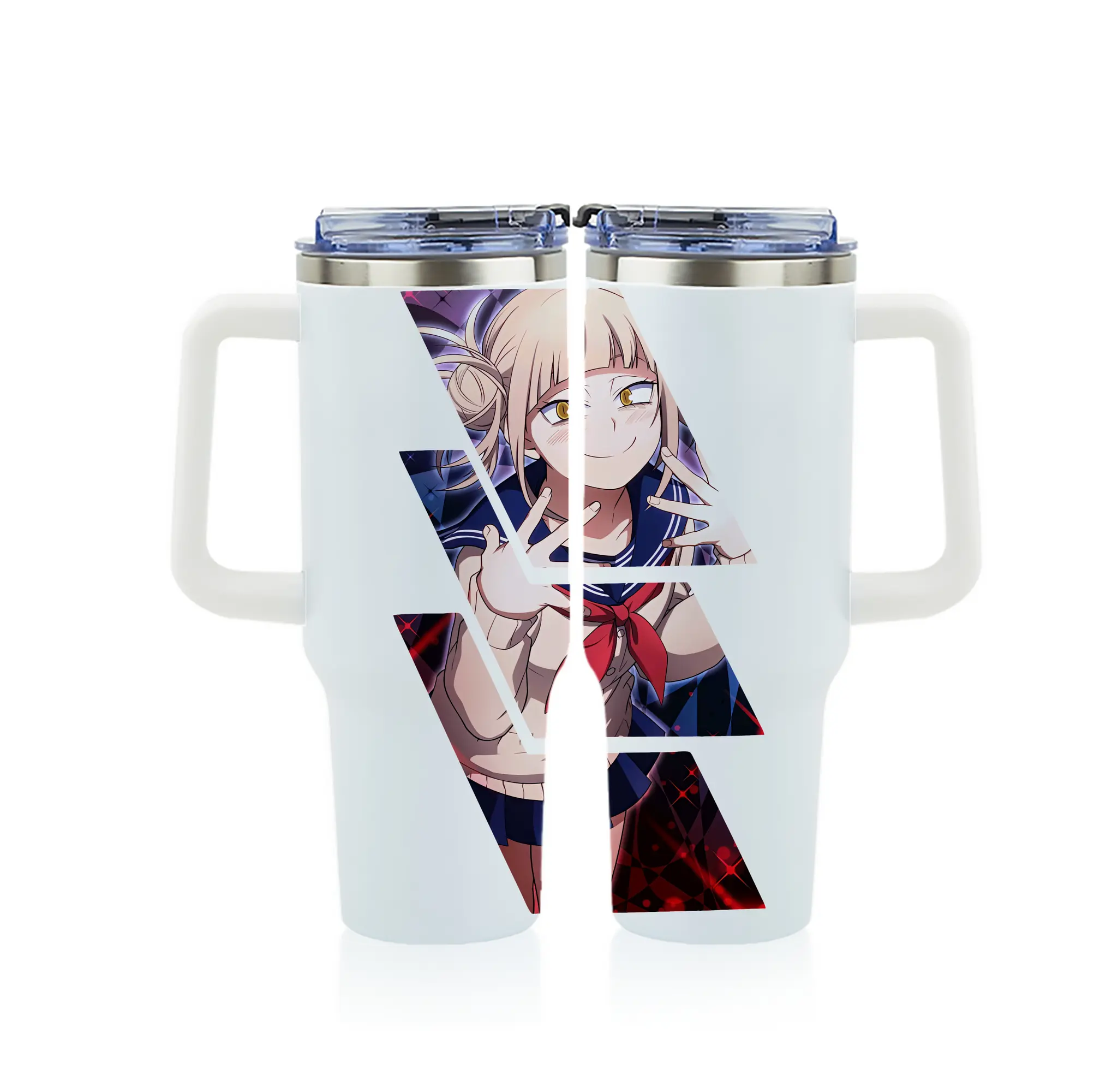 僕のヒーローアカデミア グッズ,トガヒミコ - 1200mL フルプリント車用タンブラー ・ 304ステンレス 内側 ・ 201ステンレス 外側 ・ 保温 保冷 ・ 通勤 ドライブ アウトドア用