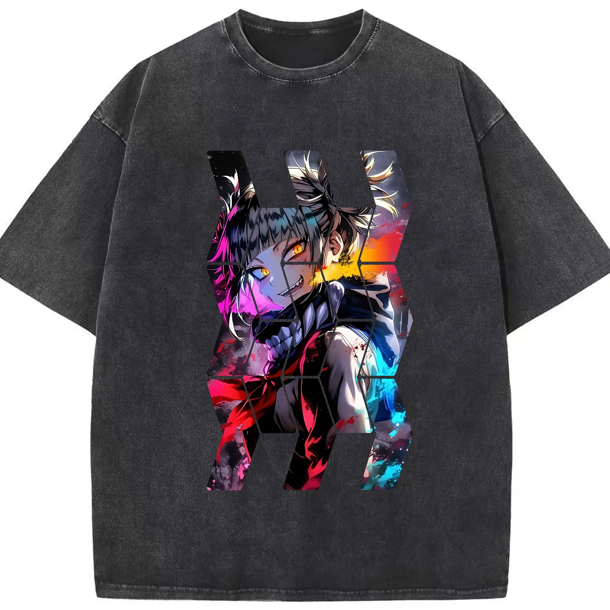 僕のヒーローアカデミア グッズ,トガヒミコ - 綿100％ ヴィンテージ風 半袖Tシャツ ・ フロントプリント ・ 柔らか肌触り ・ 通気性 快適 ・ スポーツ カジュアル 外出用