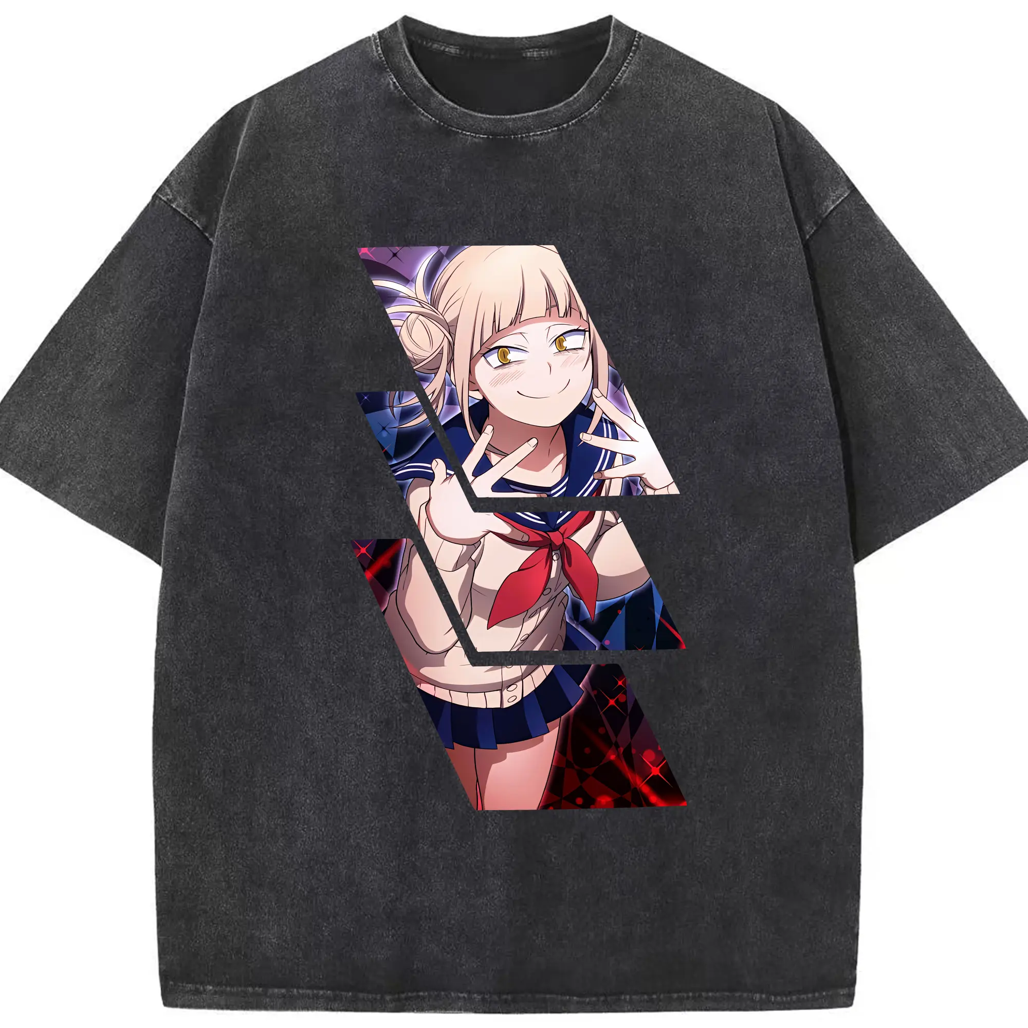 僕のヒーローアカデミア グッズ,トガヒミコ - 綿100％ ヴィンテージ風 半袖Tシャツ ・ フロントプリント ・ 柔らか肌触り ・ 通気性 快適 ・ スポーツ カジュアル 外出用