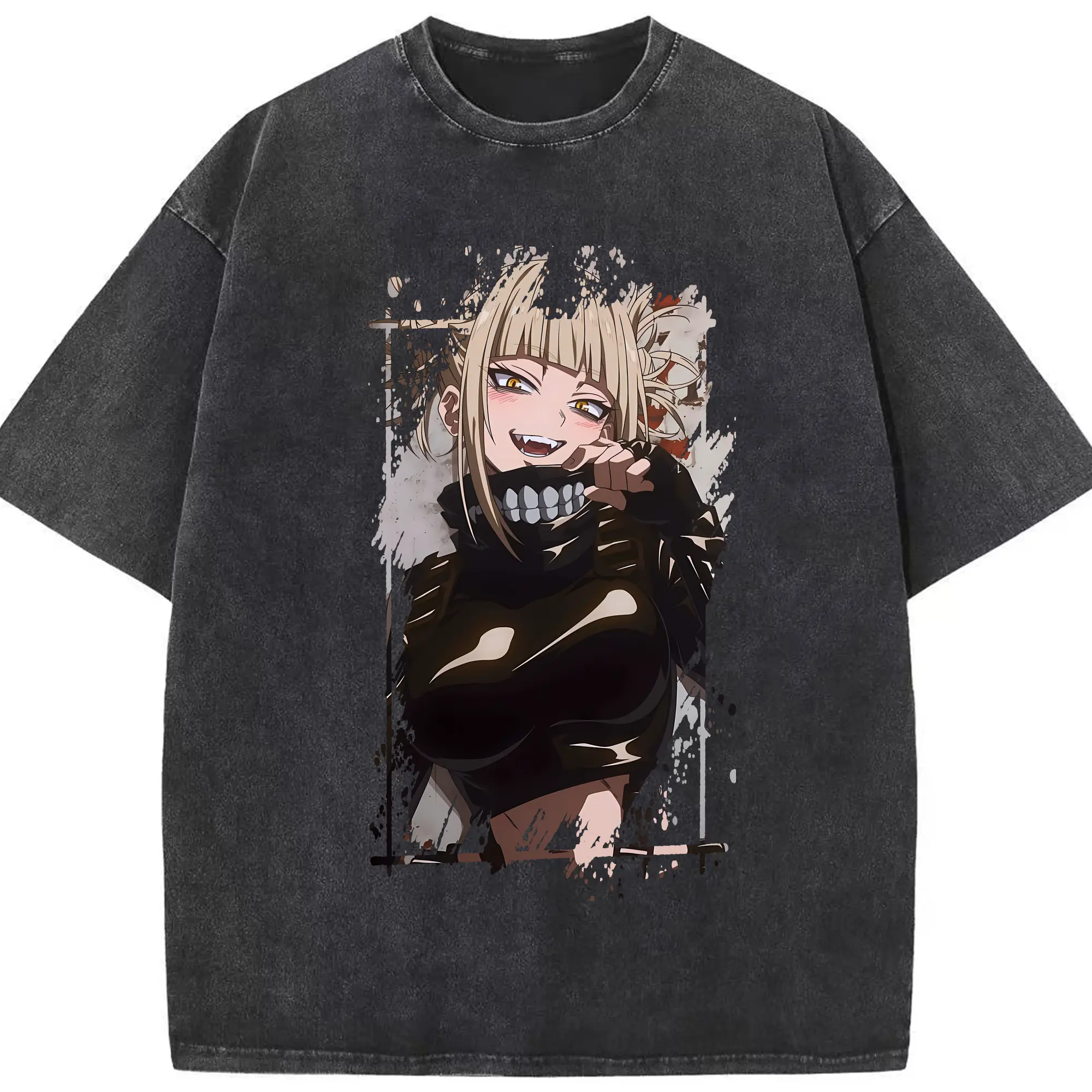 僕のヒーローアカデミア グッズ,トガヒミコ - 綿100％ ヴィンテージ風 半袖Tシャツ ・ フロントプリント ・ 柔らか肌触り ・ 通気性 快適 ・ スポーツ カジュアル 外出用