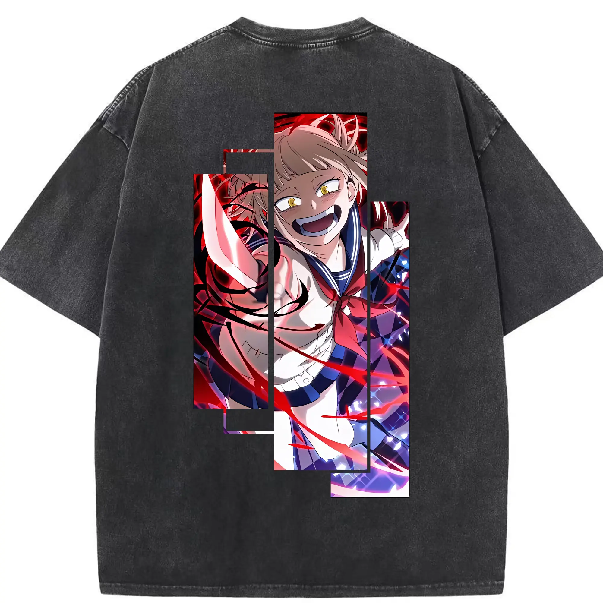 僕のヒーローアカデミア グッズ,トガヒミコ - 綿100％ ヴィンテージ風 半袖Tシャツ ・ 背面プリント ・ 柔らか肌触り ・ 通気性 快適 ・ スポーツ カジュアル 外出用