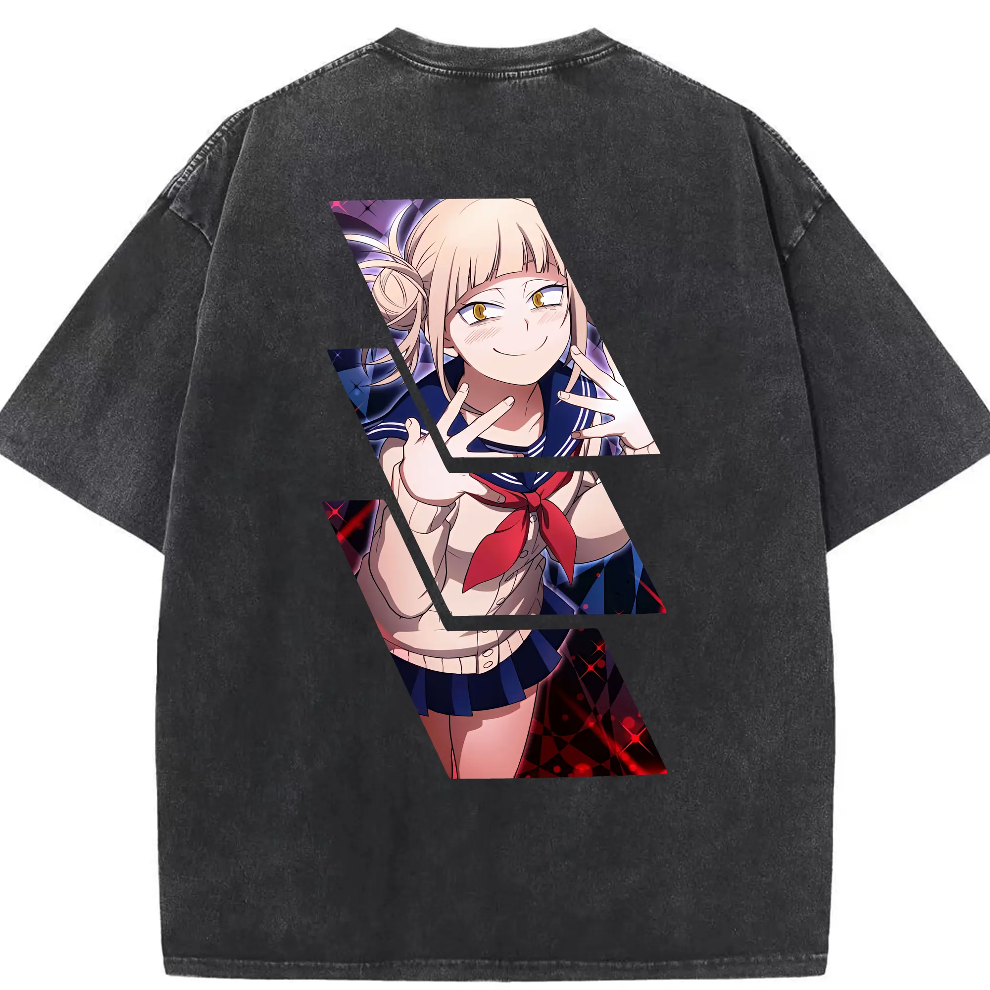 僕のヒーローアカデミア グッズ,トガヒミコ - 綿100％ ヴィンテージ風 半袖Tシャツ ・ 背面プリント ・ 柔らか肌触り ・ 通気性 快適 ・ スポーツ カジュアル 外出用