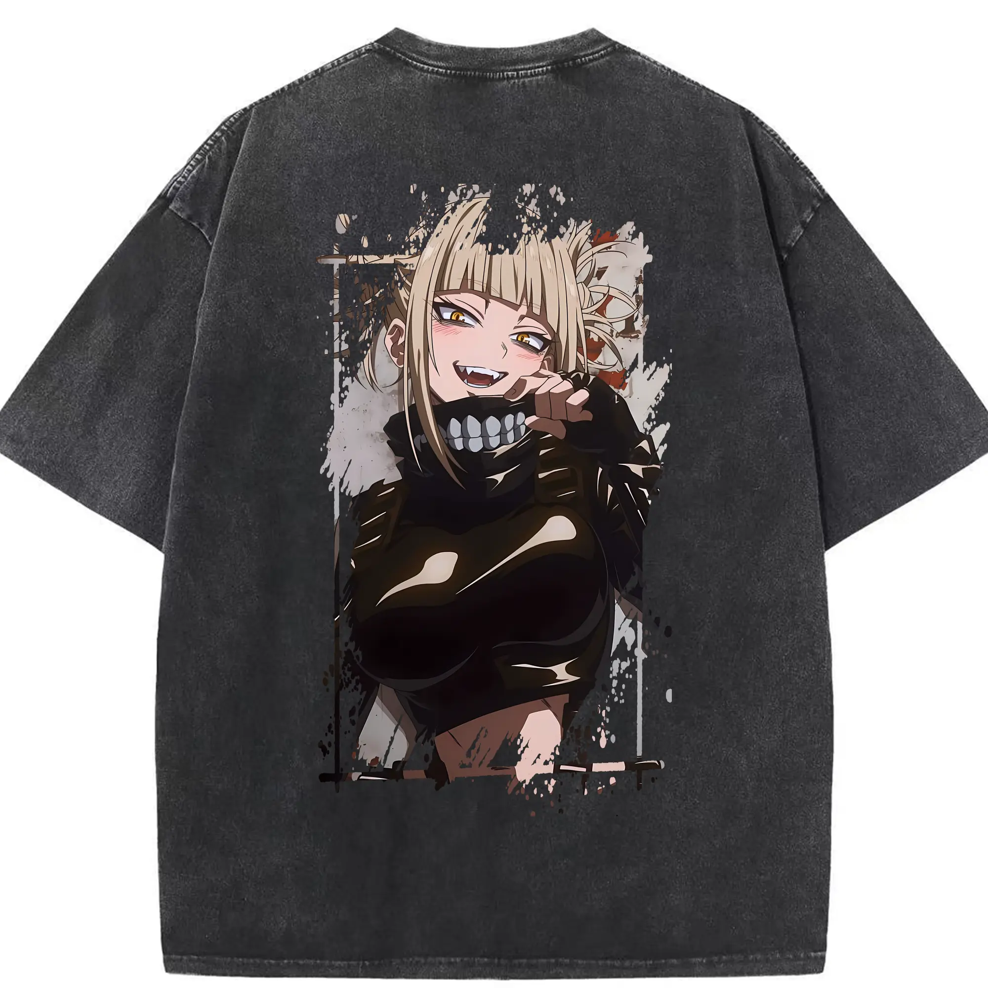 僕のヒーローアカデミア グッズ,トガヒミコ - 綿100％ ヴィンテージ風 半袖Tシャツ ・ 背面プリント ・ 柔らか肌触り ・ 通気性 快適 ・ スポーツ カジュアル 外出用