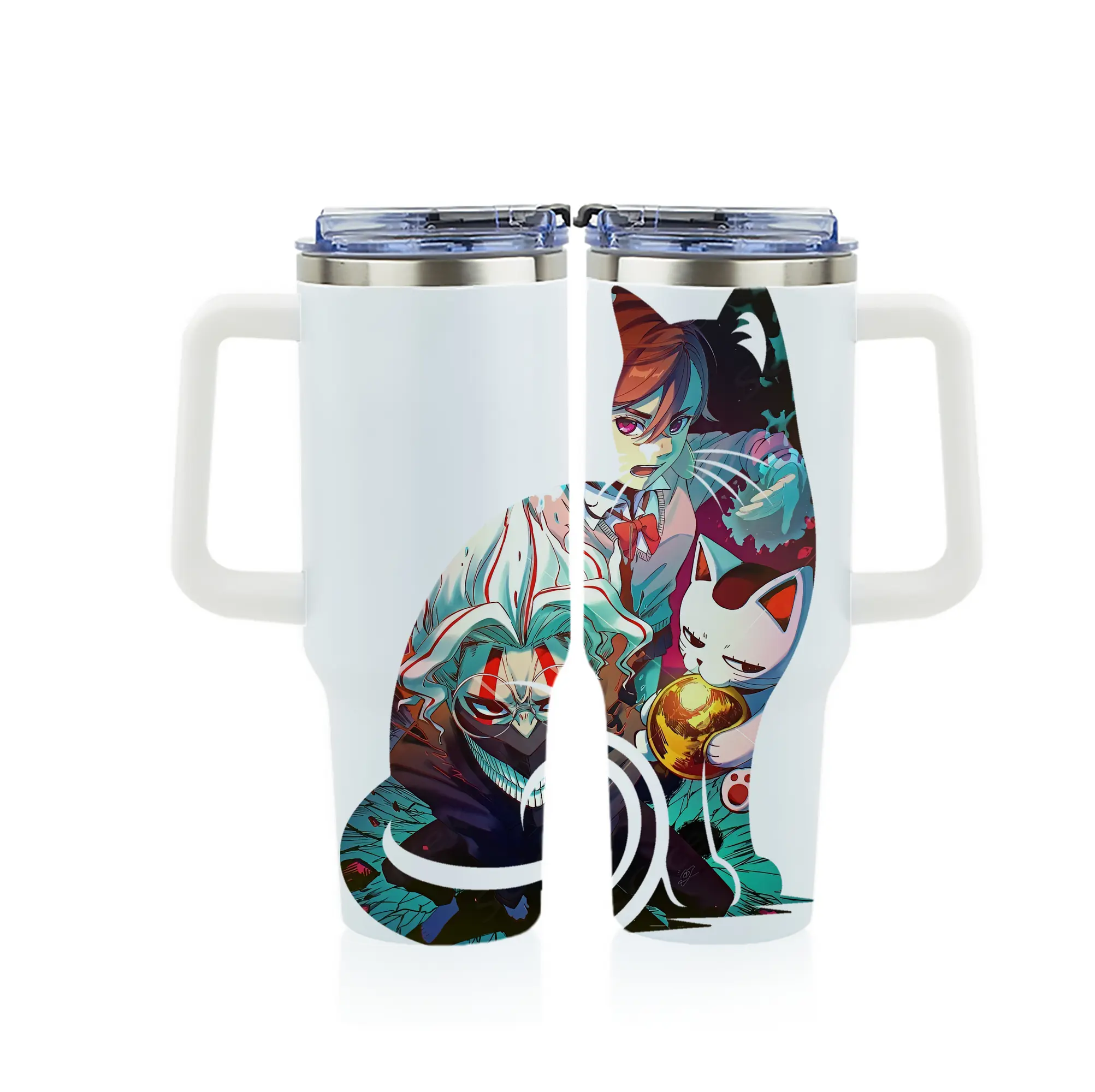 ダンダダン グッズ,綾瀬桃 - 1200mL フルプリント車用タンブラー ・ 304ステンレス 内側 ・ 201ステンレス 外側 ・ 保温 保冷 ・ 通勤 ドライブ アウトドア用