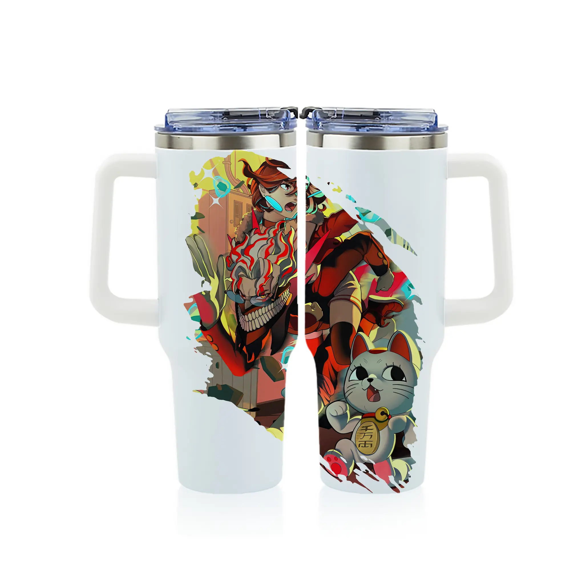 ダンダダン グッズ,綾瀬桃 - 1200mL フルプリント車用タンブラー ・ 304ステンレス 内側 ・ 201ステンレス 外側 ・ 保温 保冷 ・ 通勤 ドライブ アウトドア用