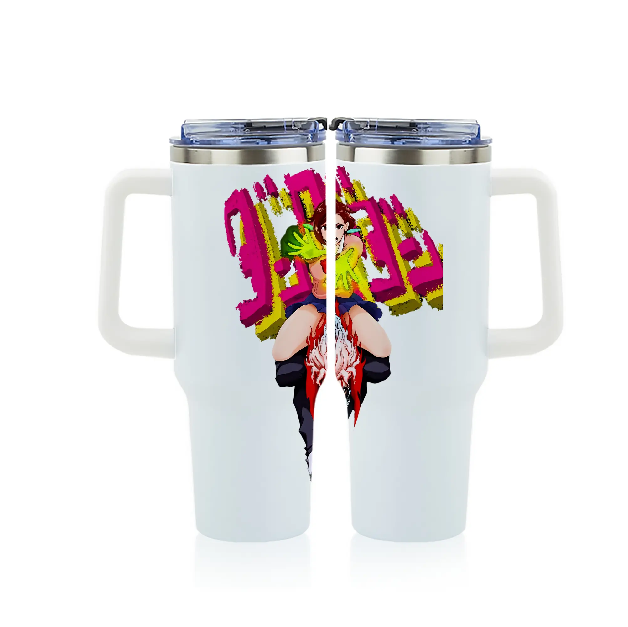 ダンダダン グッズ,綾瀬桃 - 1200mL フルプリント車用タンブラー ・ 304ステンレス 内側 ・ 201ステンレス 外側 ・ 保温 保冷 ・ 通勤 ドライブ アウトドア用