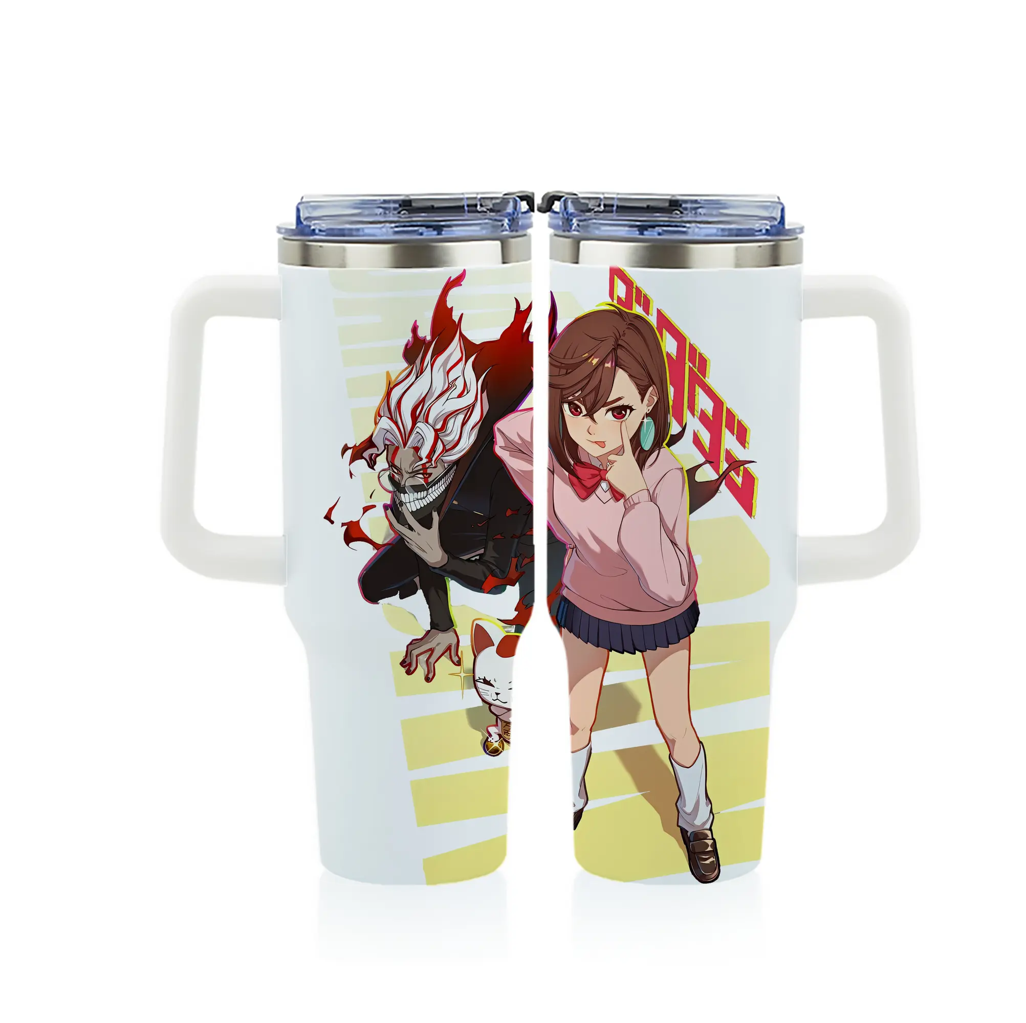 ダンダダン グッズ,綾瀬桃 - 1200mL フルプリント車用タンブラー ・ 304ステンレス 内側 ・ 201ステンレス 外側 ・ 保温 保冷 ・ 通勤 ドライブ アウトドア用