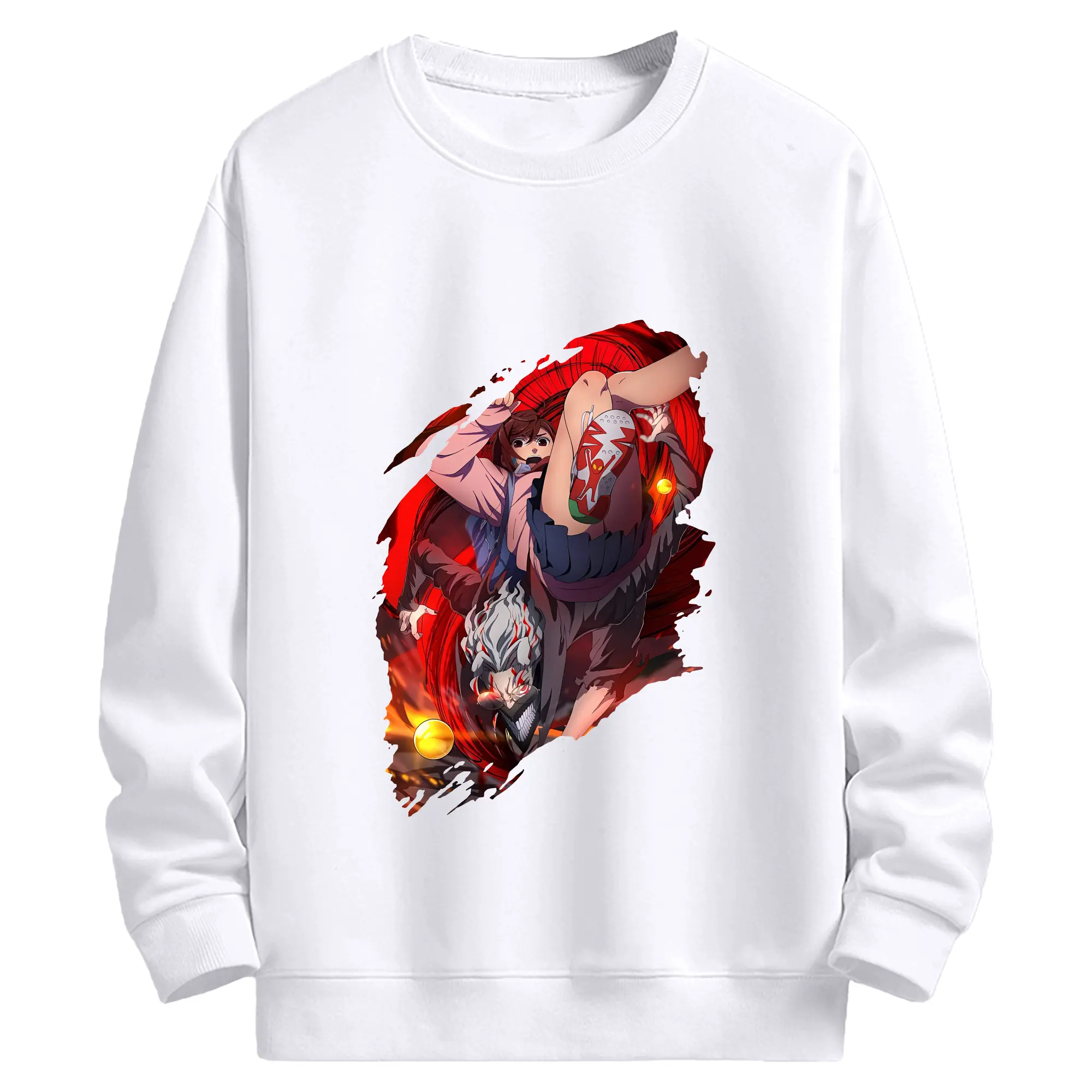 ダンダダン グッズ,綾瀬桃 - 高品質 クルーネック スウェット ・ コットン59％ ポリエステル41％ ・ ユニセックス 長袖 トレーナー ・ カジュアル デイリー スポーツ 散歩用