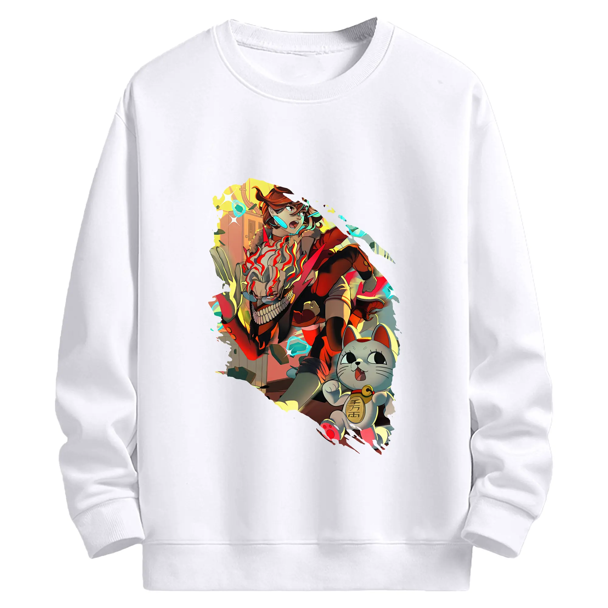 ダンダダン グッズ,綾瀬桃 - 高品質 クルーネック スウェット ・ コットン59％ ポリエステル41％ ・ ユニセックス 長袖 トレーナー ・ カジュアル デイリー スポーツ 散歩用