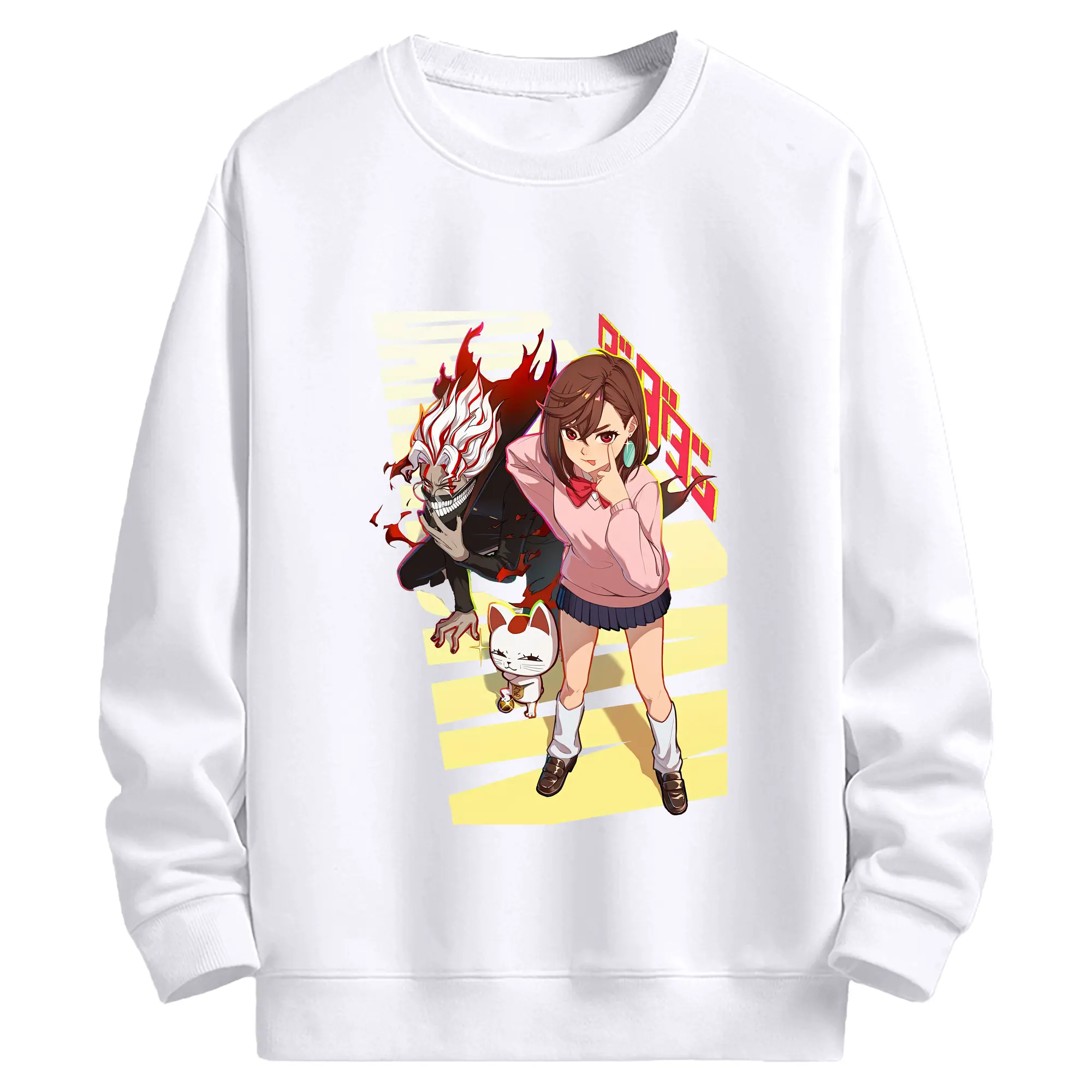 ダンダダン グッズ,綾瀬桃 - 高品質 クルーネック スウェット ・ コットン59％ ポリエステル41％ ・ ユニセックス 長袖 トレーナー ・ カジュアル デイリー スポーツ 散歩用