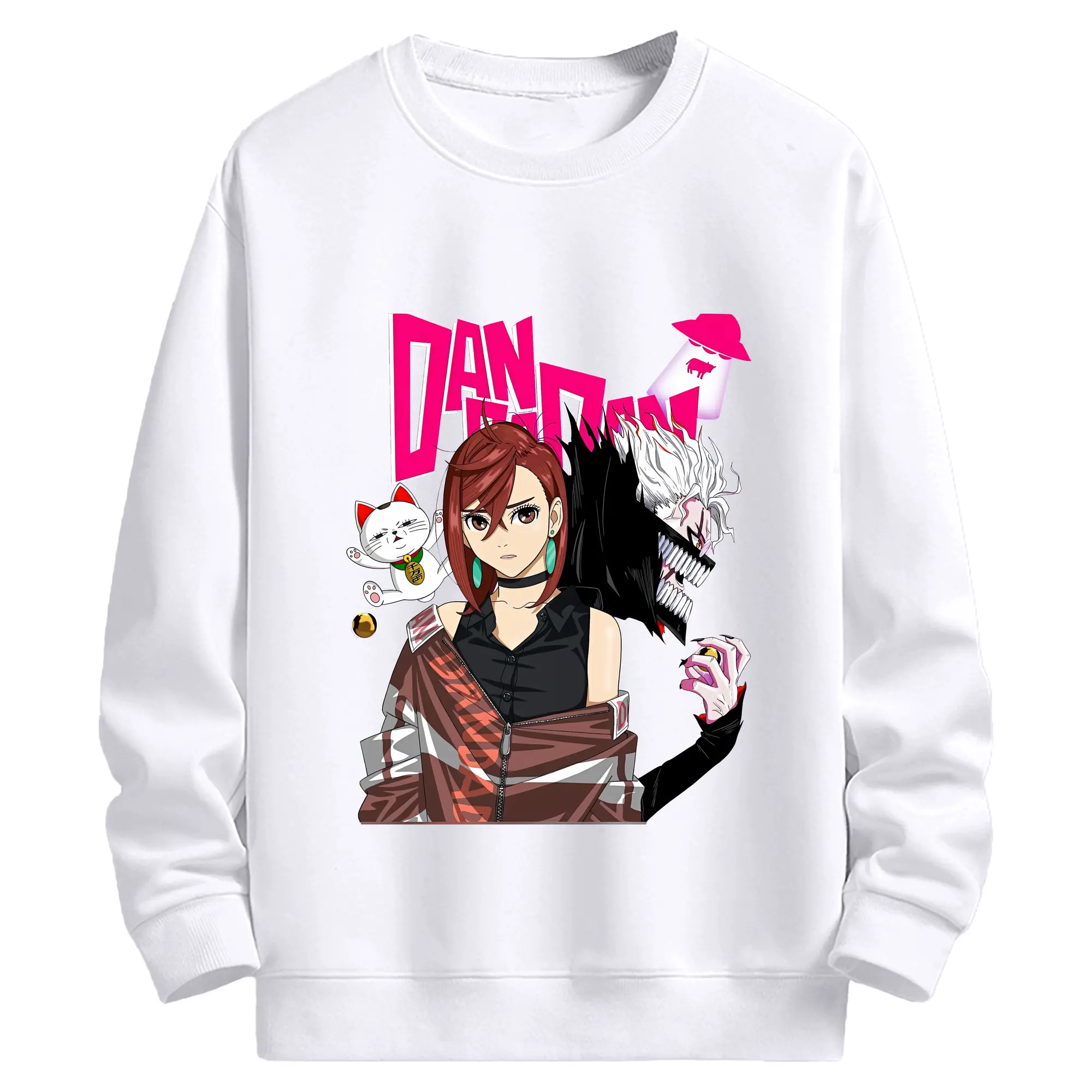 ダンダダン グッズ,綾瀬桃 - 高品質 クルーネック スウェット ・ コットン59％ ポリエステル41％ ・ ユニセックス 長袖 トレーナー ・ カジュアル デイリー スポーツ 散歩用