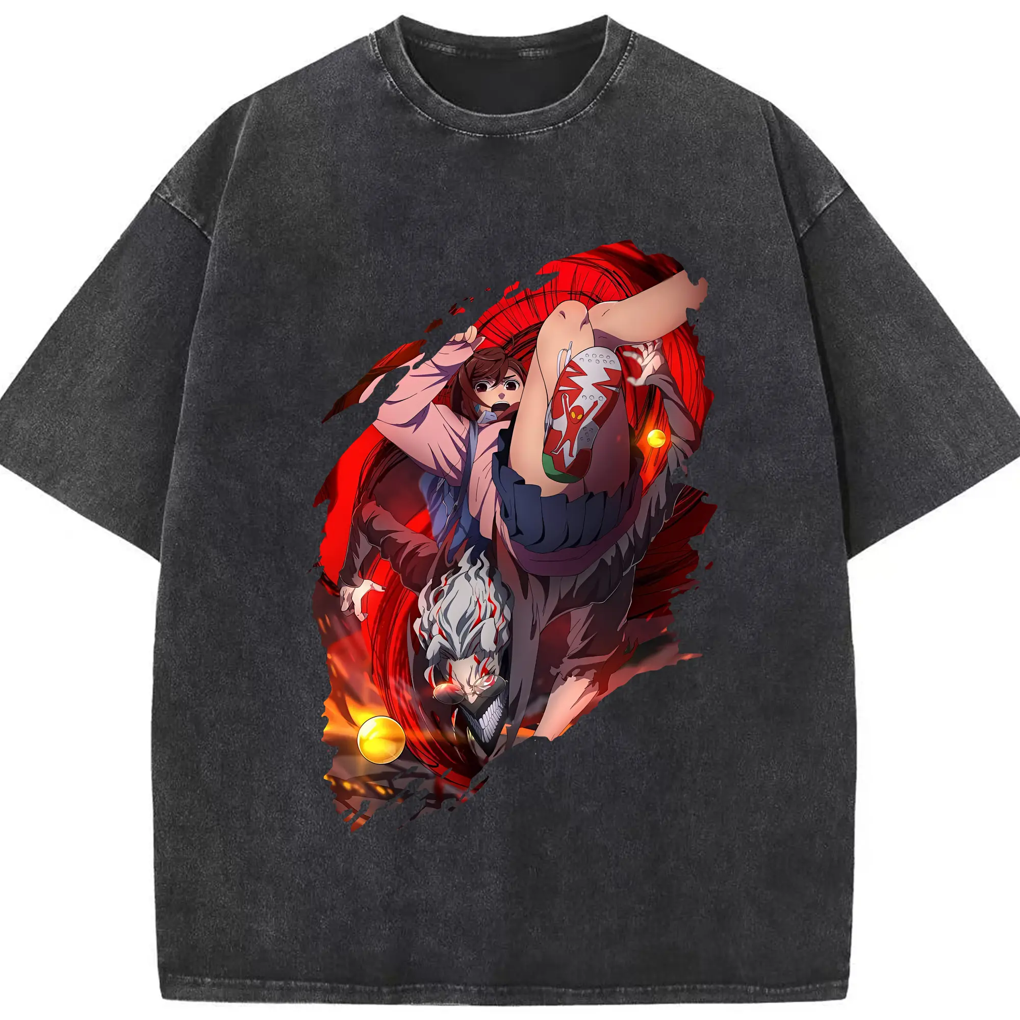 ダンダダン グッズ,綾瀬桃 - 綿100％ ヴィンテージ風 半袖Tシャツ ・ フロントプリント ・ 柔らか肌触り ・ 通気性 快適 ・ スポーツ カジュアル 外出用