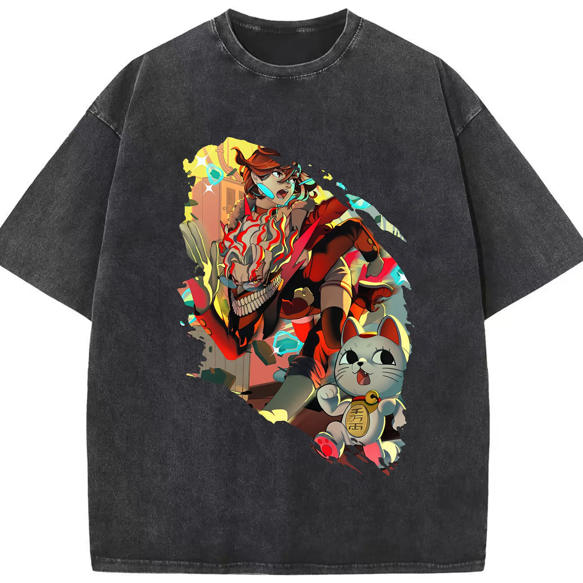 ダンダダン グッズ,綾瀬桃 - 綿100％ ヴィンテージ風 半袖Tシャツ ・ フロントプリント ・ 柔らか肌触り ・ 通気性 快適 ・ スポーツ カジュアル 外出用