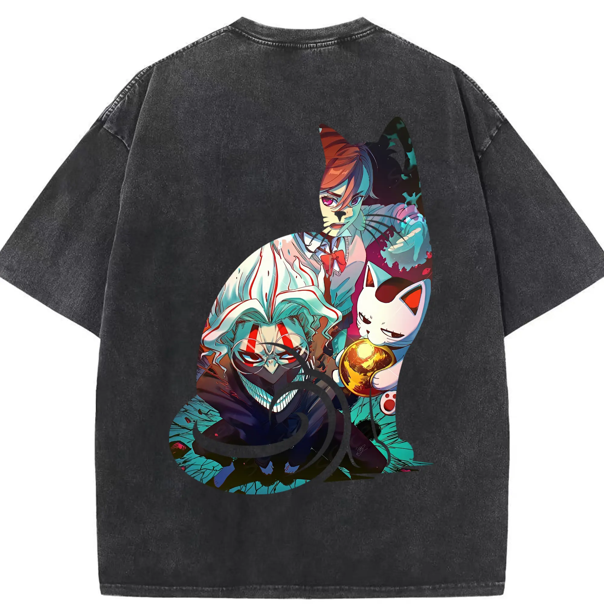 ダンダダン グッズ,綾瀬桃 - 綿100％ ヴィンテージ風 半袖Tシャツ ・ 背面プリント ・ 柔らか肌触り ・ 通気性 快適 ・ スポーツ カジュアル 外出用