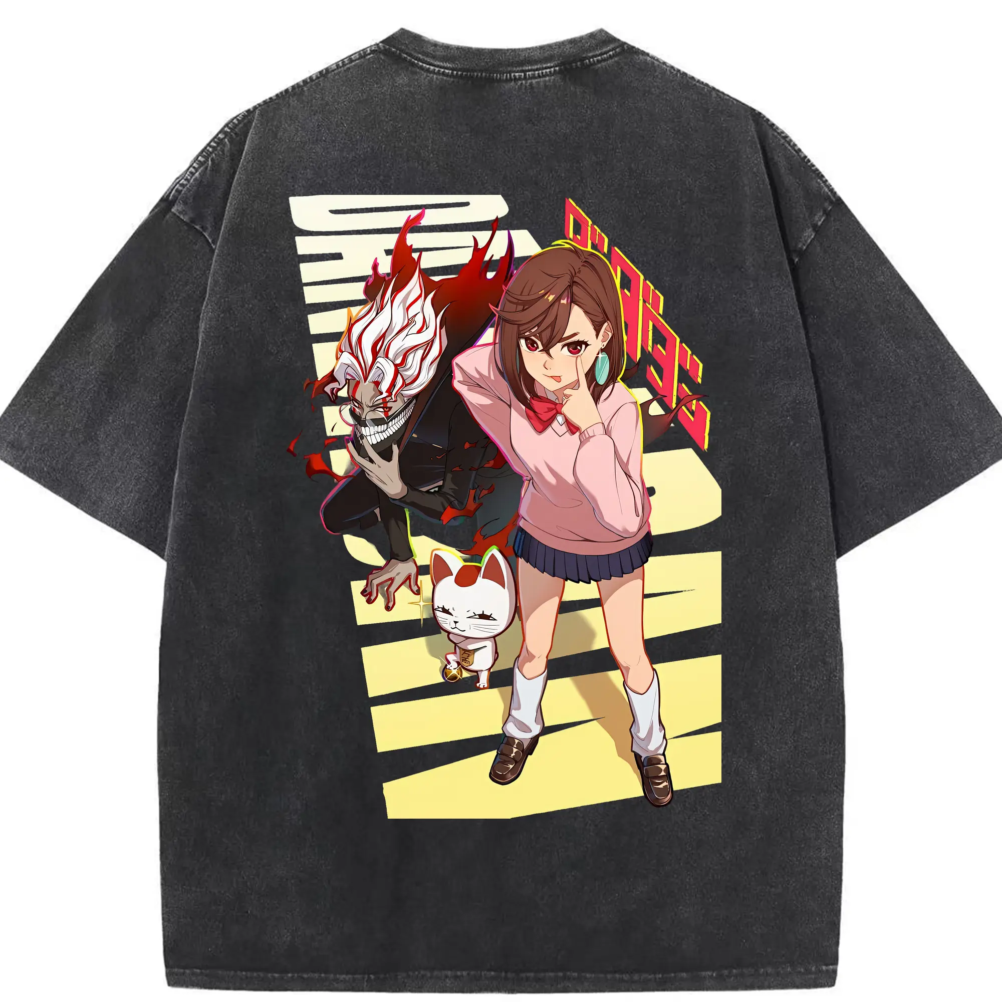 ダンダダン グッズ,綾瀬桃 - 綿100％ ヴィンテージ風 半袖Tシャツ ・ 背面プリント ・ 柔らか肌触り ・ 通気性 快適 ・ スポーツ カジュアル 外出用