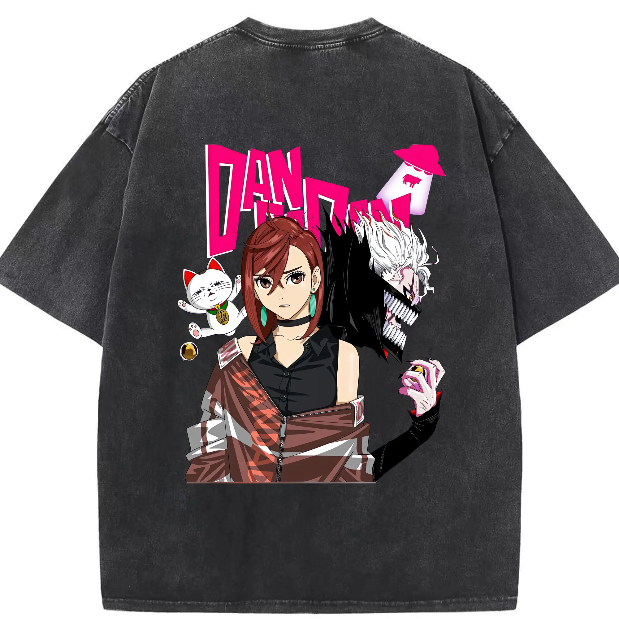 ダンダダン グッズ,綾瀬桃 - 綿100％ ヴィンテージ風 半袖Tシャツ ・ 背面プリント ・ 柔らか肌触り ・ 通気性 快適 ・ スポーツ カジュアル 外出用