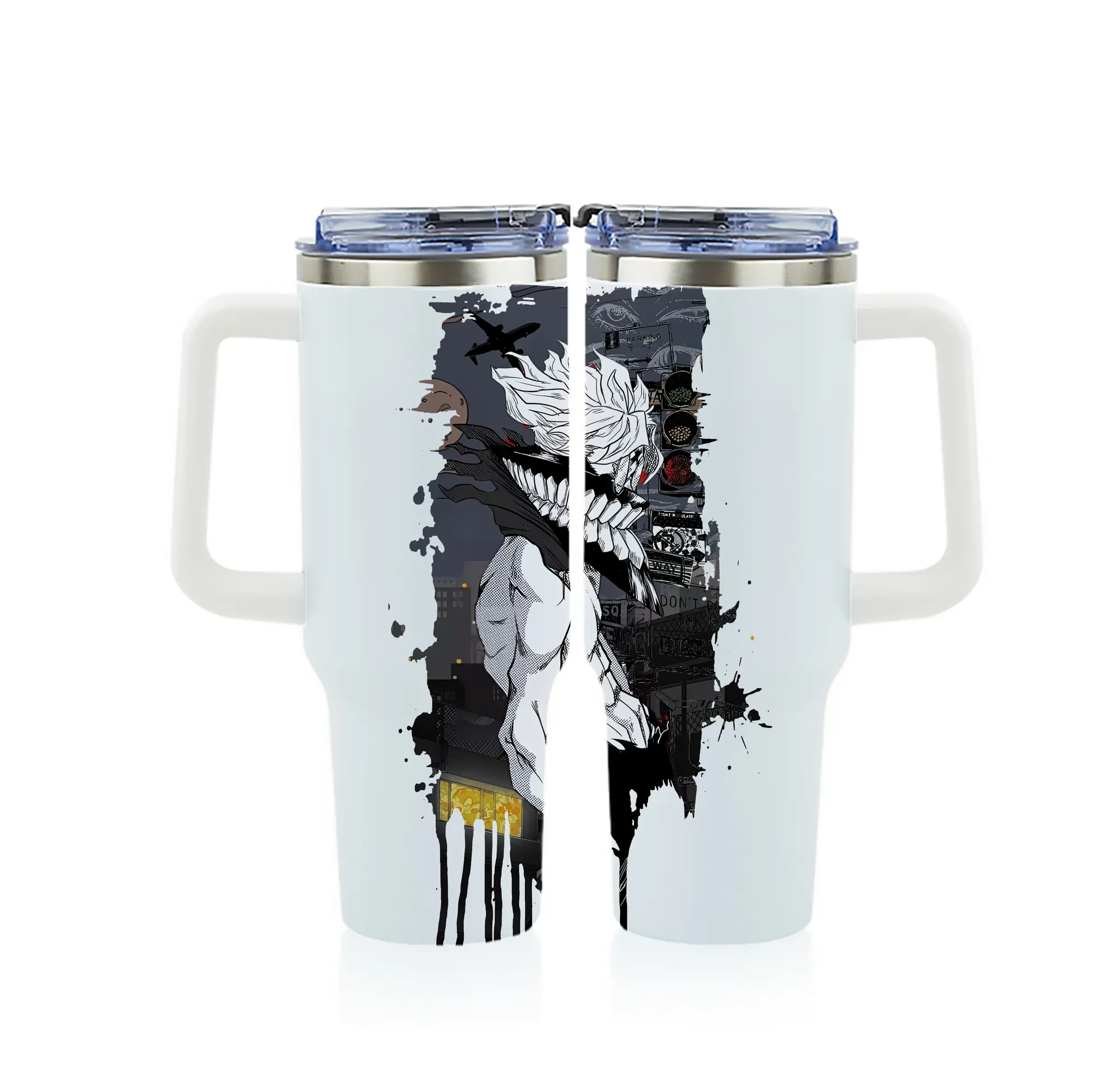 ダンダダン グッズ,オカルン - 1200mL フルプリント車用タンブラー ・ 304ステンレス 内側 ・ 201ステンレス 外側 ・ 保温 保冷 ・ 通勤 ドライブ アウトドア用