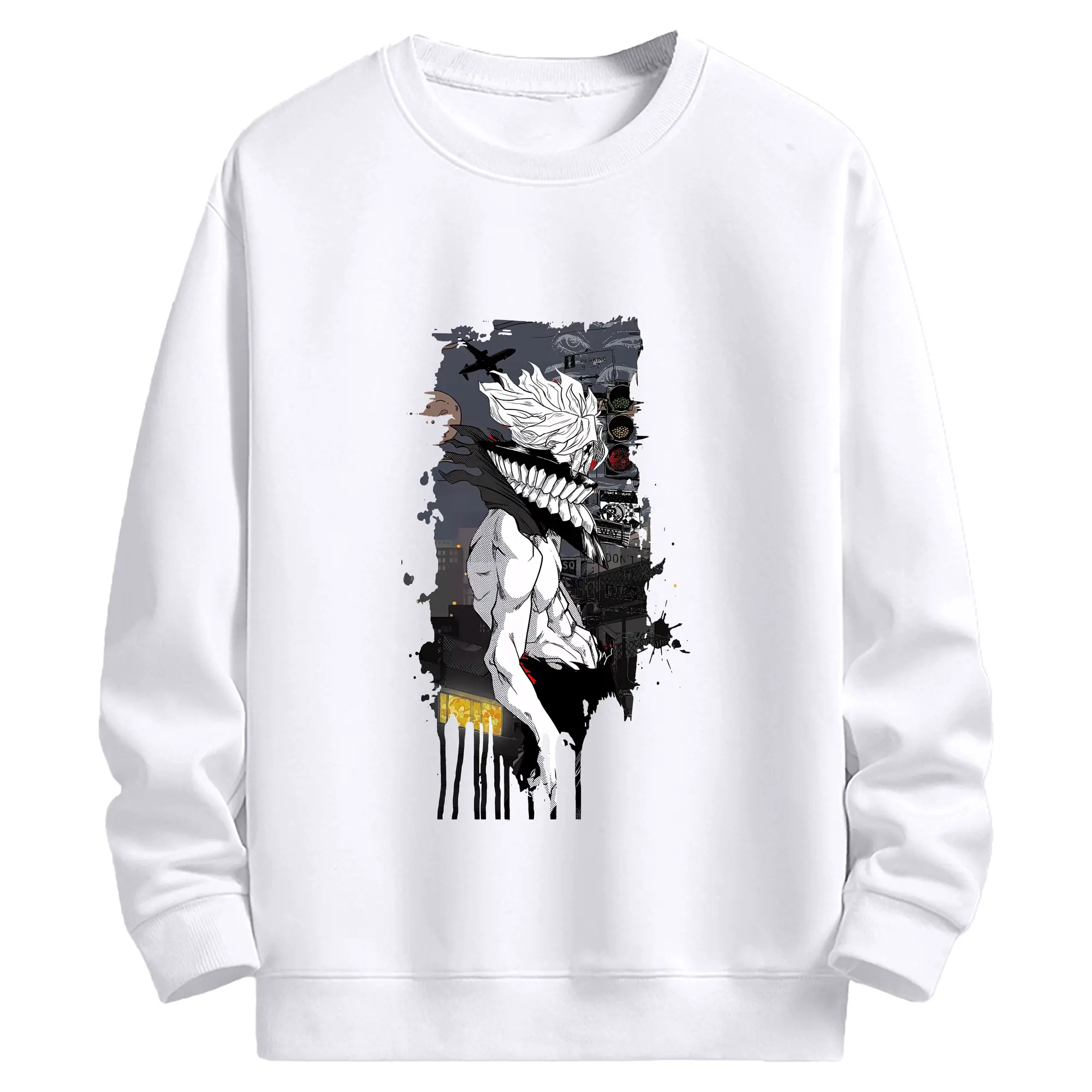 ダンダダン グッズ,オカルン - 高品質 クルーネック スウェット ・ コットン59％ ポリエステル41％ ・ ユニセックス 長袖 トレーナー ・ カジュアル デイリー スポーツ 散歩用