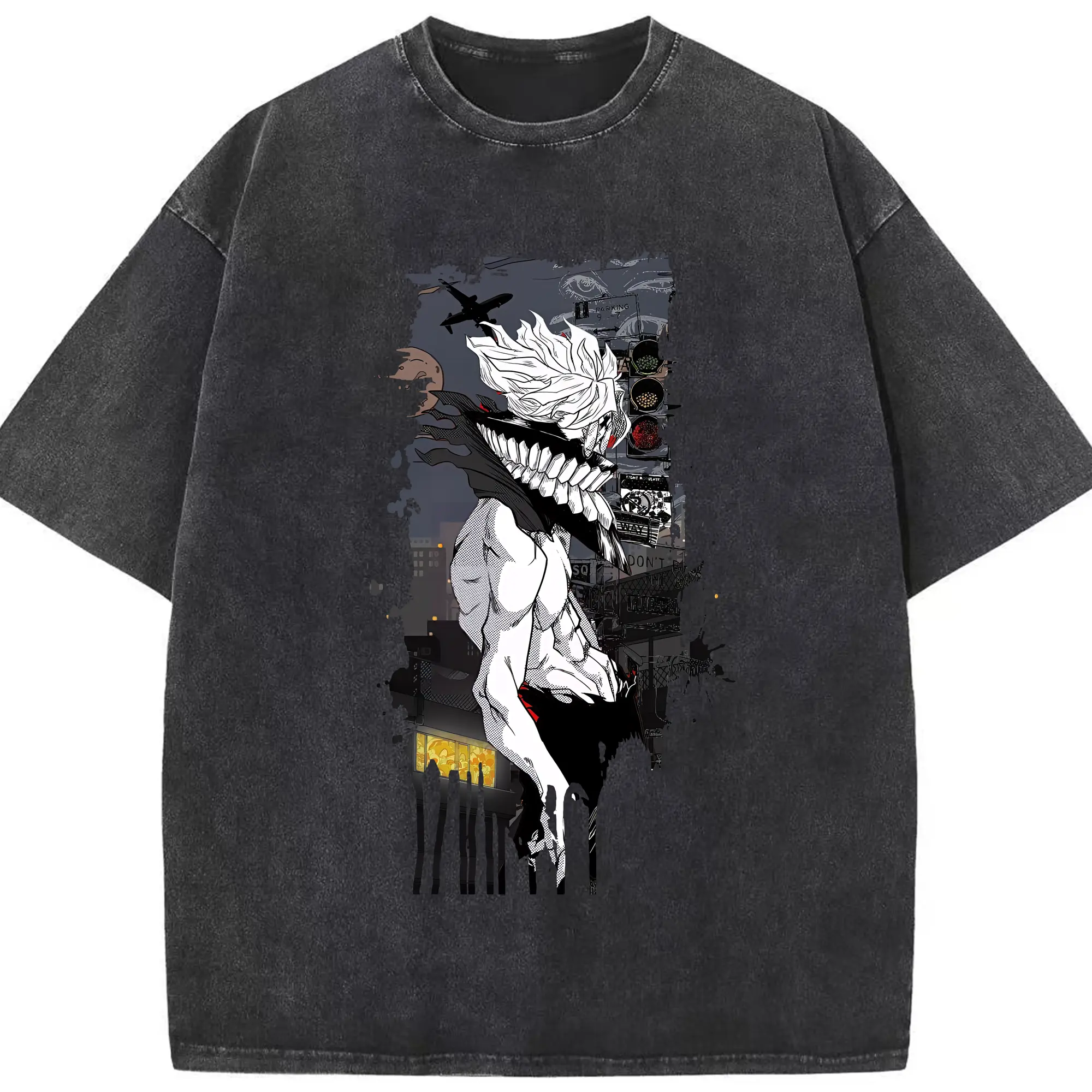 ダンダダン グッズ,オカルン - 綿100％ ヴィンテージ風 半袖Tシャツ ・ フロントプリント ・ 柔らか肌触り ・ 通気性 快適 ・ スポーツ カジュアル 外出用