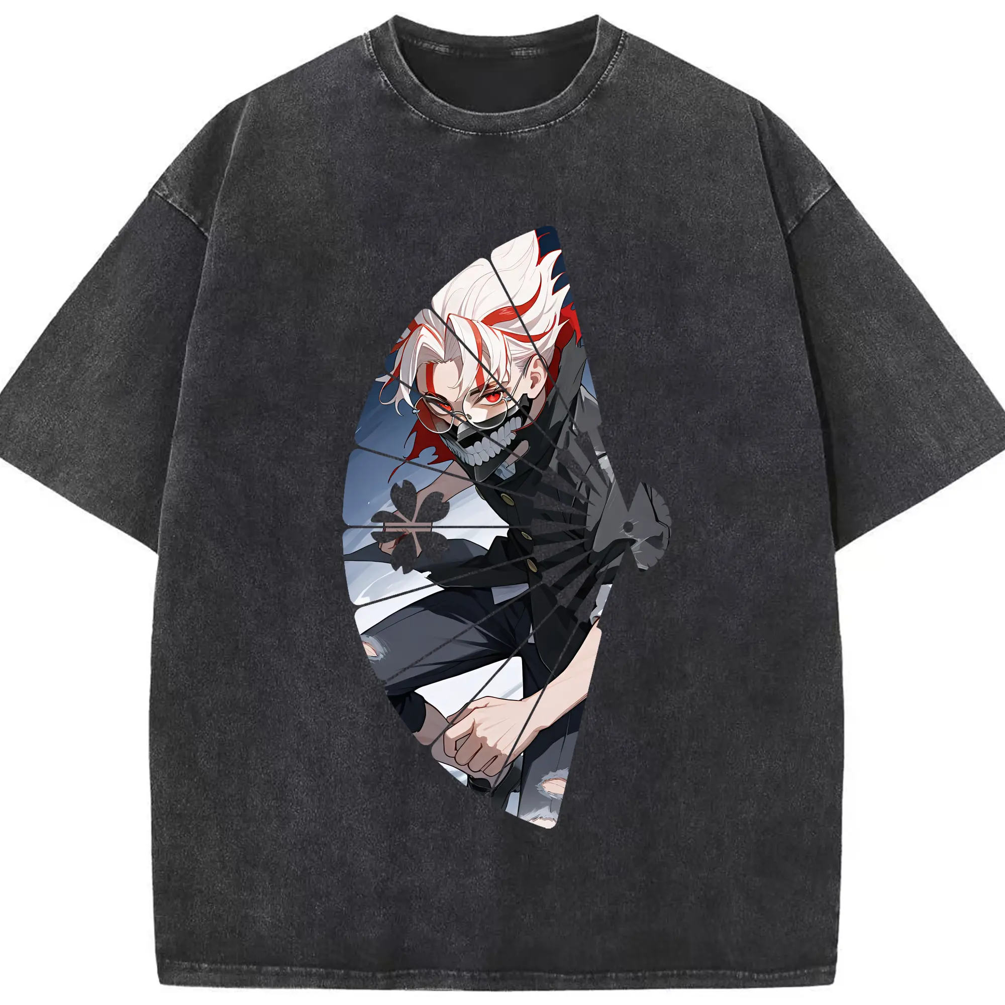 ダンダダン グッズ,オカルン - 綿100％ ヴィンテージ風 半袖Tシャツ ・ フロントプリント ・ 柔らか肌触り ・ 通気性 快適 ・ スポーツ カジュアル 外出用