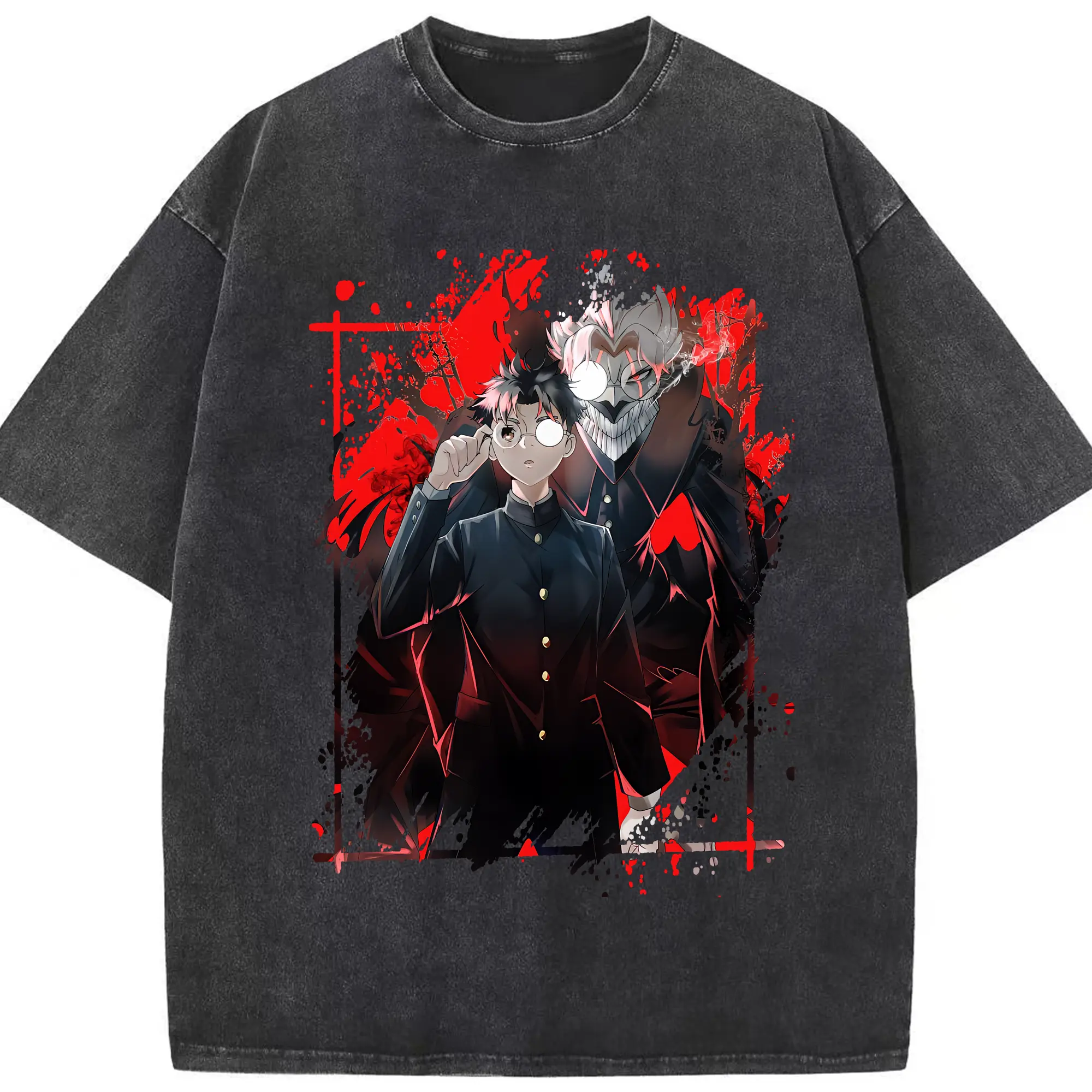 ダンダダン グッズ,オカルン - 綿100％ ヴィンテージ風 半袖Tシャツ ・ フロントプリント ・ 柔らか肌触り ・ 通気性 快適 ・ スポーツ カジュアル 外出用