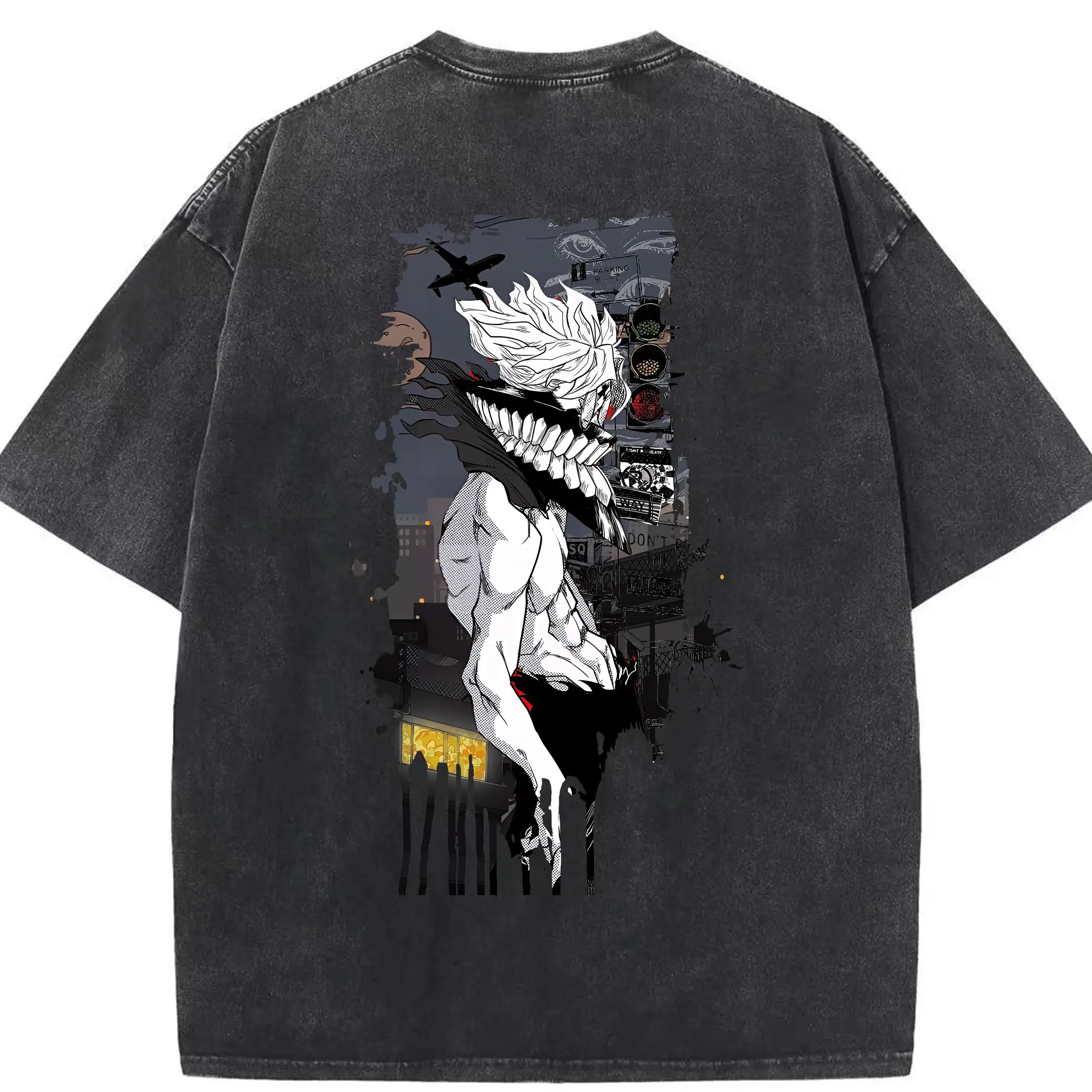 ダンダダン グッズ,オカルン - 綿100％ ヴィンテージ風 半袖Tシャツ ・ 背面プリント ・ 柔らか肌触り ・ 通気性 快適 ・ スポーツ カジュアル 外出用