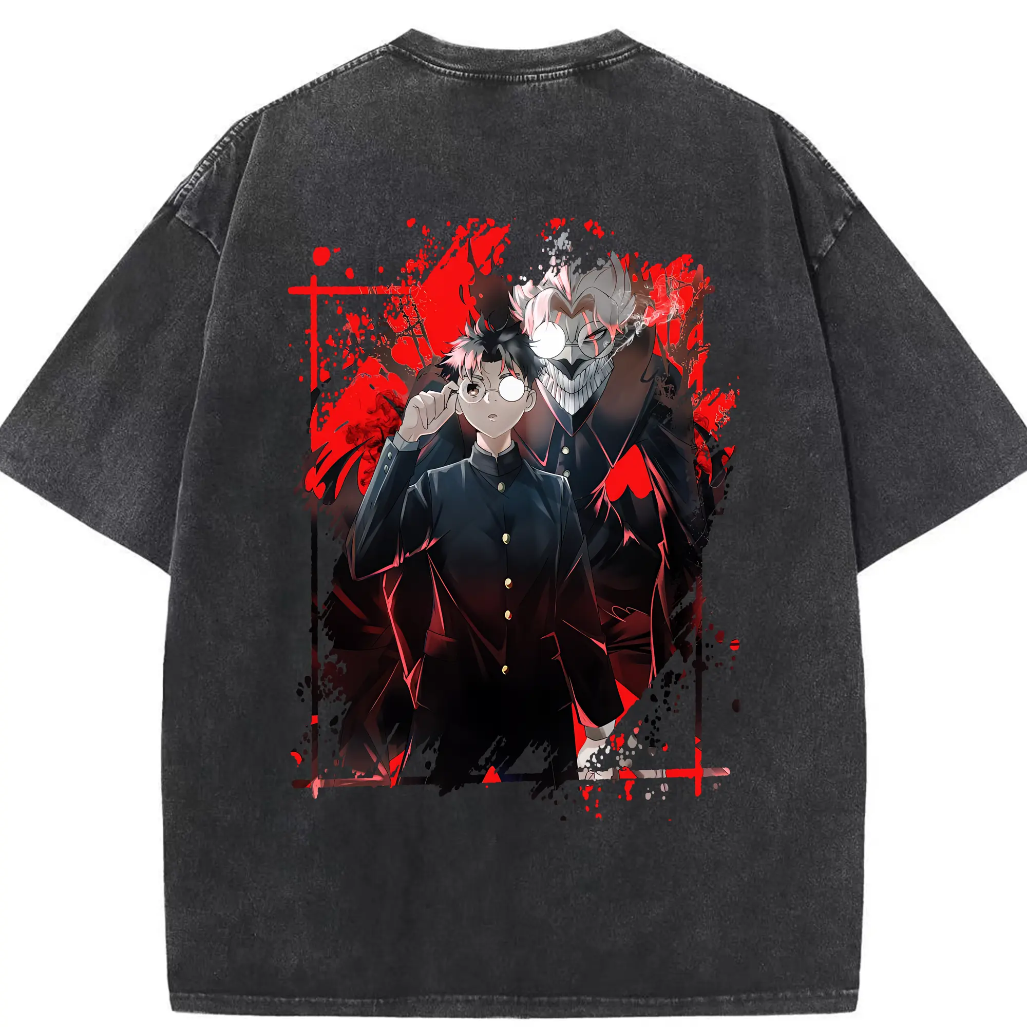 ダンダダン グッズ,オカルン - 綿100％ ヴィンテージ風 半袖Tシャツ ・ 背面プリント ・ 柔らか肌触り ・ 通気性 快適 ・ スポーツ カジュアル 外出用